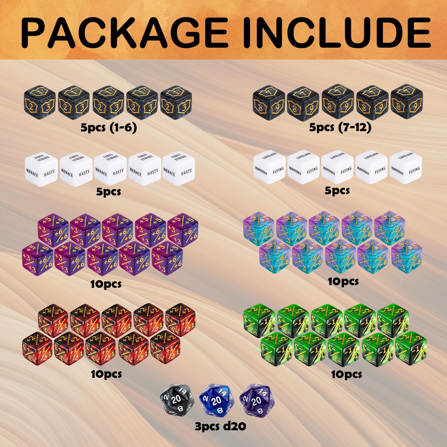 63-Piece MTG Dice Counters Bulk Set - Ability Keywords, Tokens, Shield & Life Counters - 6-Sided Dice for Magic The Gathering, TCG & Card Games | Perfect for Tournaments, Casual Play & Strategy Sessions