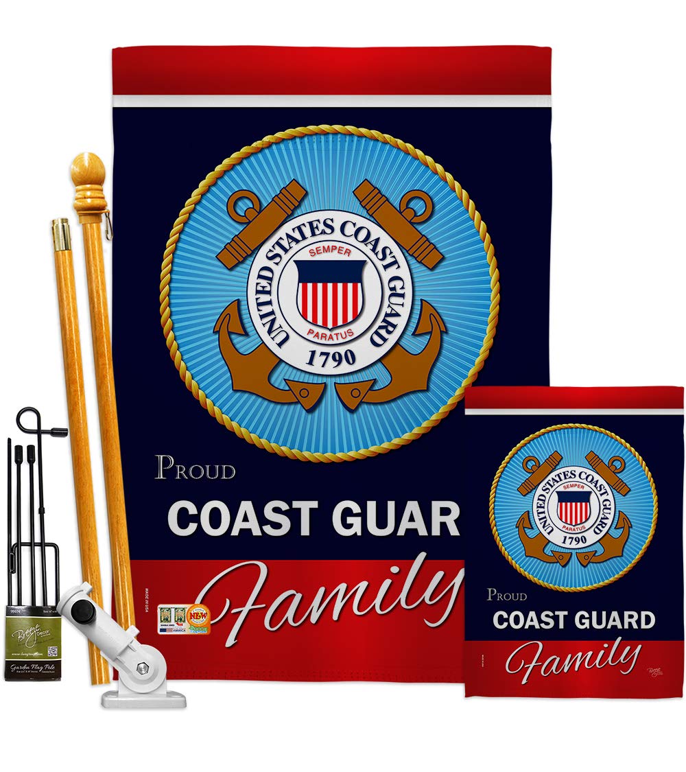 USCG Semper Paratus Double-Sided Garden Flag Kit - 28x40 Inch Military House Banner for Coast Guard Veterans, Armed Forces Families & Patriotic Yard Decor - Made in USA for Front Porch, Lawn & Outdoor Display