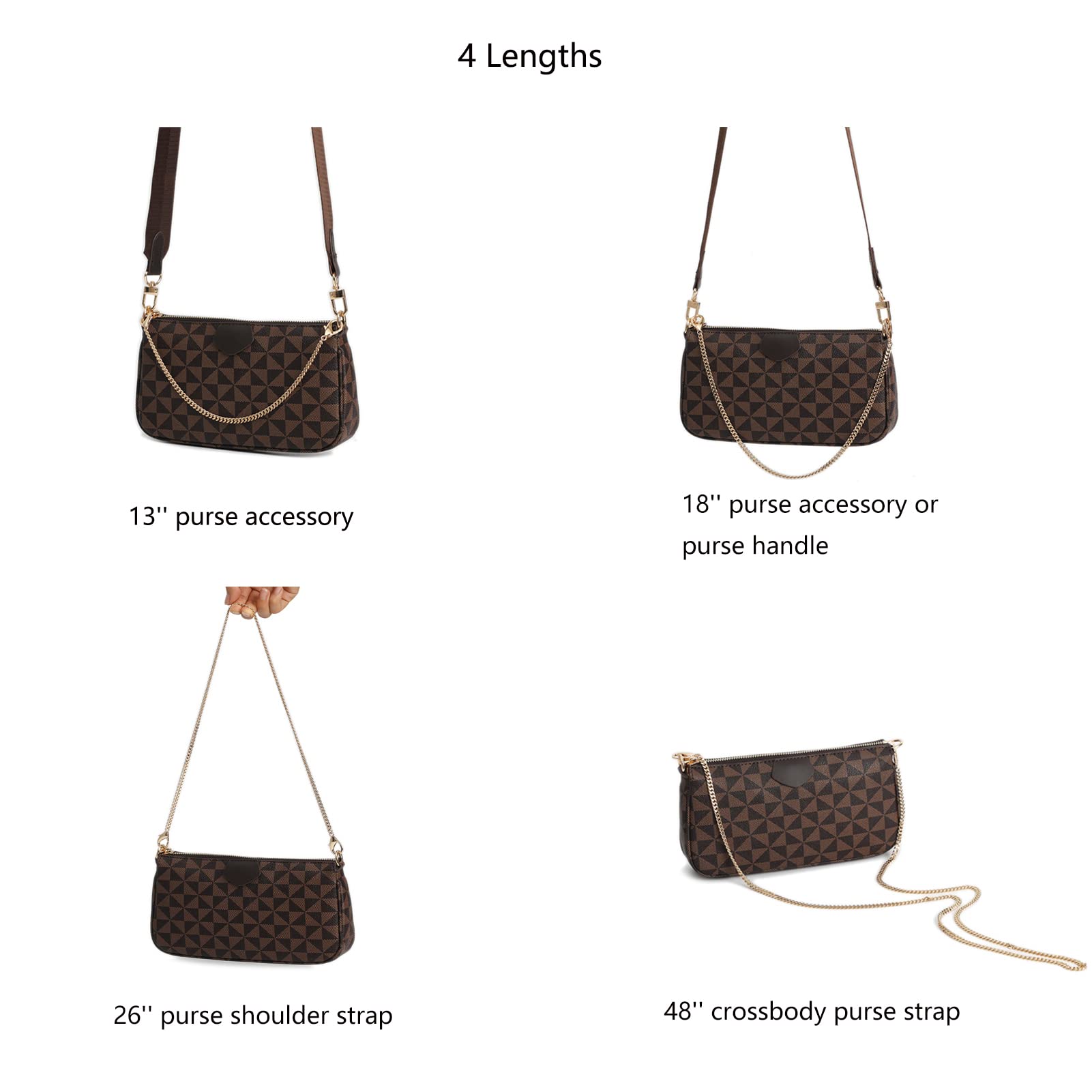 Mini Nice Purse Chain Strap Replacement - Adjustable Handbag Crossbody Shoulder Strap Accessory with Charms (Antique Gold, 13 Inch) - Perfect for Evening Bags, Clutches & Designer Purse Strap Upgrade