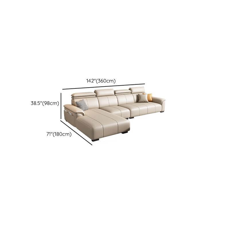 L-Shaped Left Sectional Sofa with Adjustable Headrest - Modern Living Room Couch for Small Spaces, Apartment & Home Theater Seating