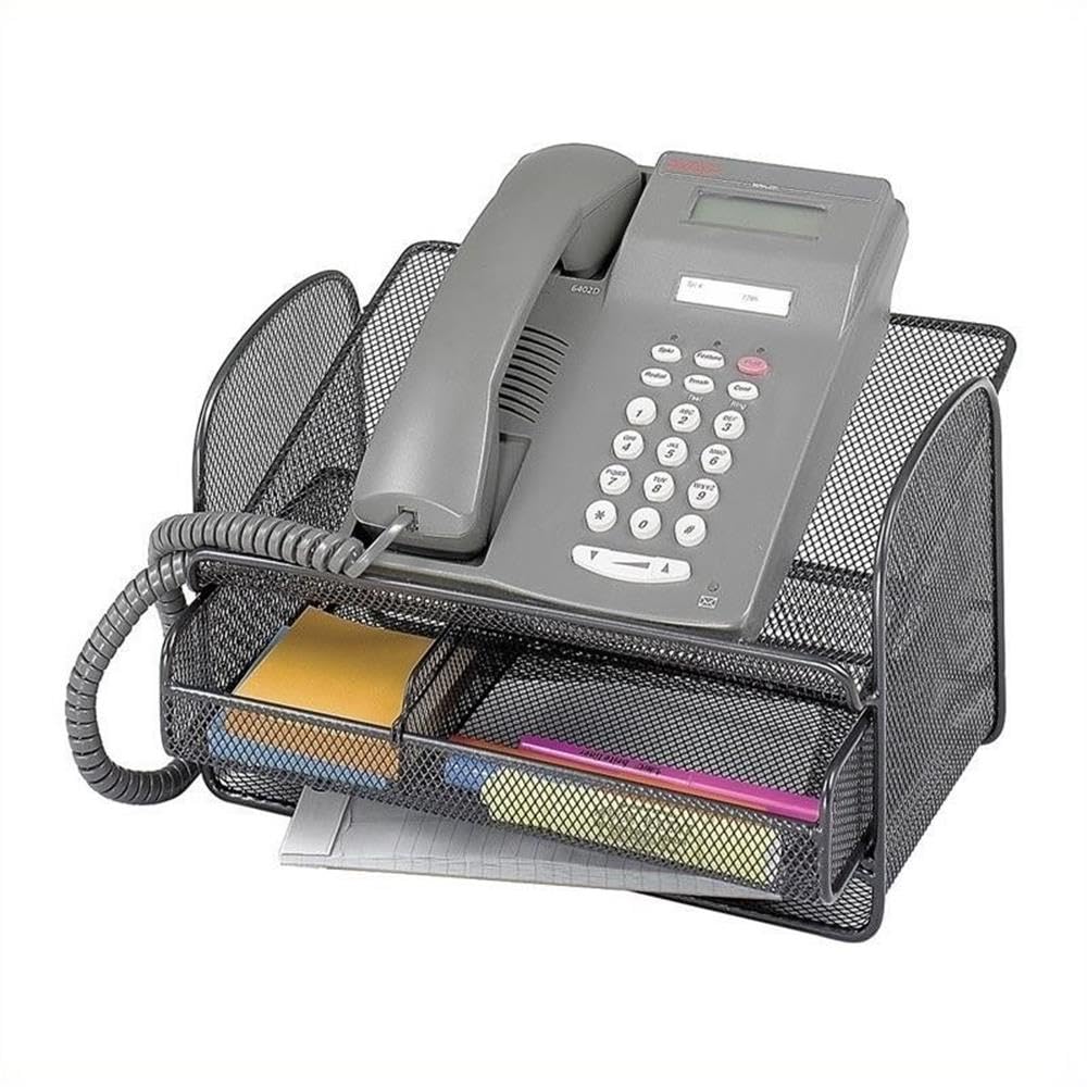 Safco Onyx Mesh Telephone Stand Organizer - 3 Pack Black (BK 02725) | Desk Phone Holder for Office, Home & Workspace Organization