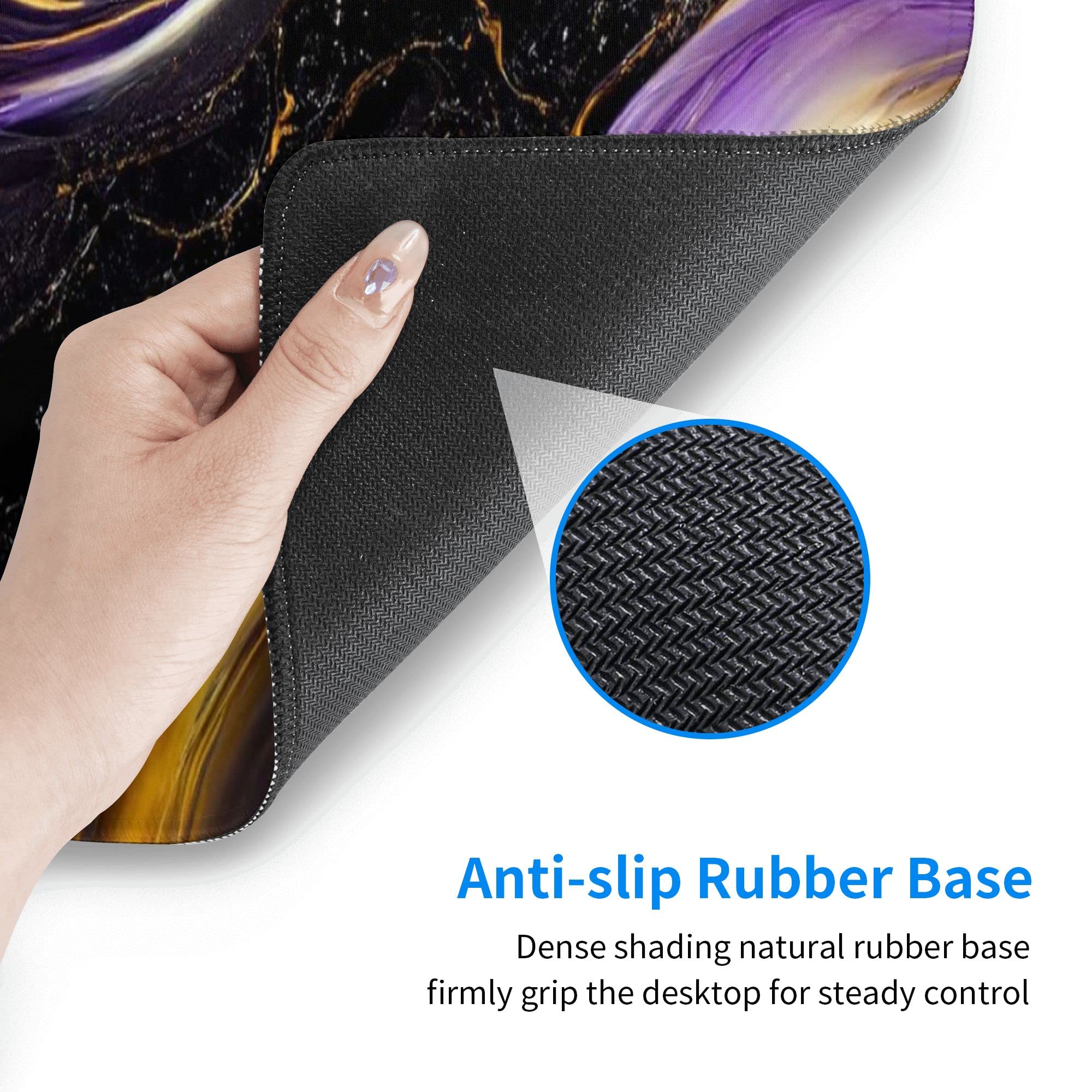 Black Marble Extended XL Gaming Mouse Pad - 31.5x11.8 Inch Large Desk Mat with Non-Slip Base for Computer, Keyboard & Mouse - Premium Office & Home Workspace Accessory (Purple & Gold Marble Design) - Perfect for Gaming Setups, Home Offices & Professional Workstations
