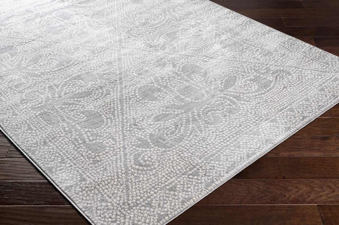 Mark&Day 6x9 Vosberg Traditional Medium Gray Area Rug - Soft Grey Black White Carpet for Living Room, Bedroom, Kitchen - Perfect for Home Decor & Cozy Spaces (6'7