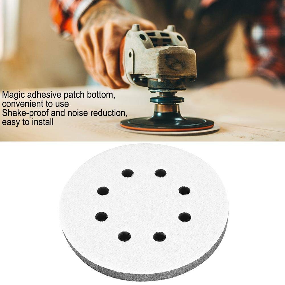 125mm 8-Hole Soft Sponge Buffer Pad - Hook & Loop Sanding Interface Cushion Pad for Orbital Sanders - Perfect for Woodworking, Auto Detailing & Surface Polishing