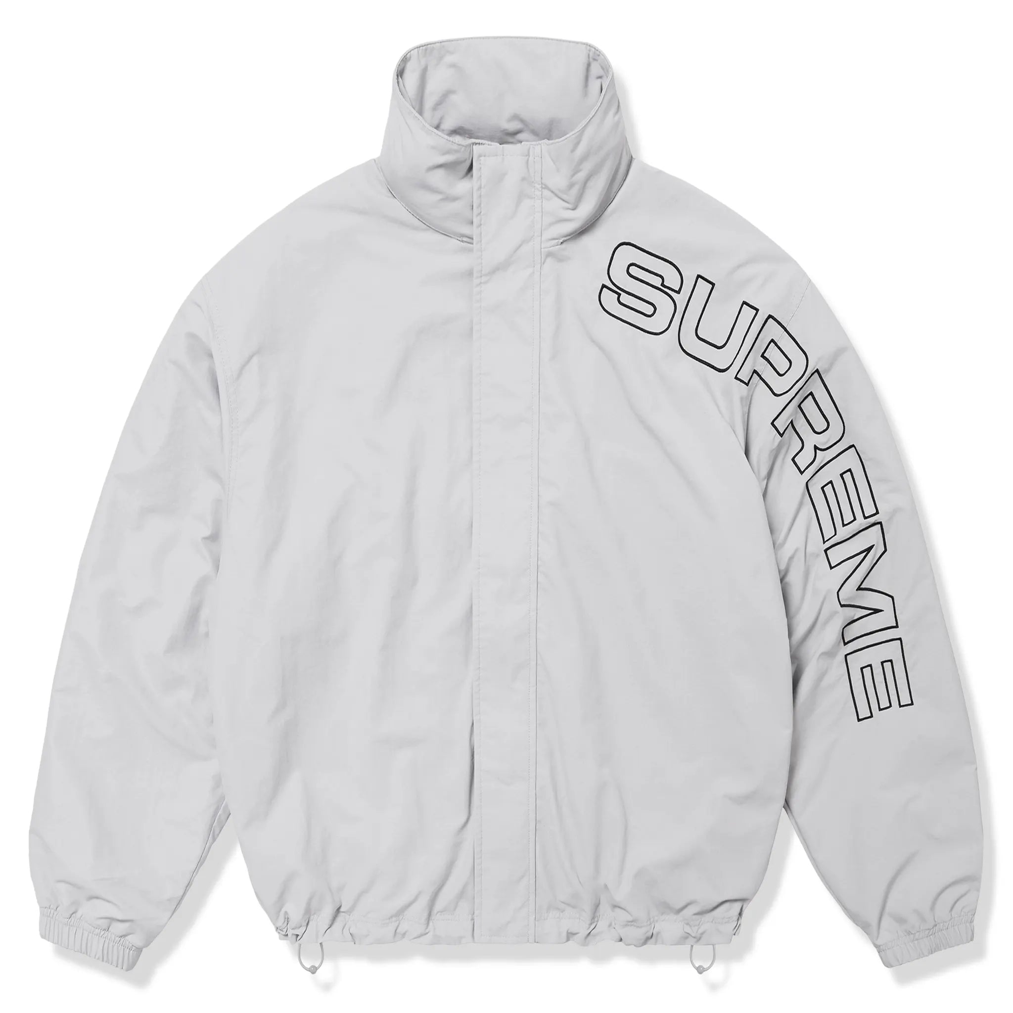 Supreme Spellout Embroidered Grey Track Jacket for Men - Winter 2024 Collection | Stylish Athletic Wear for Gym, Running & Street Fashion
