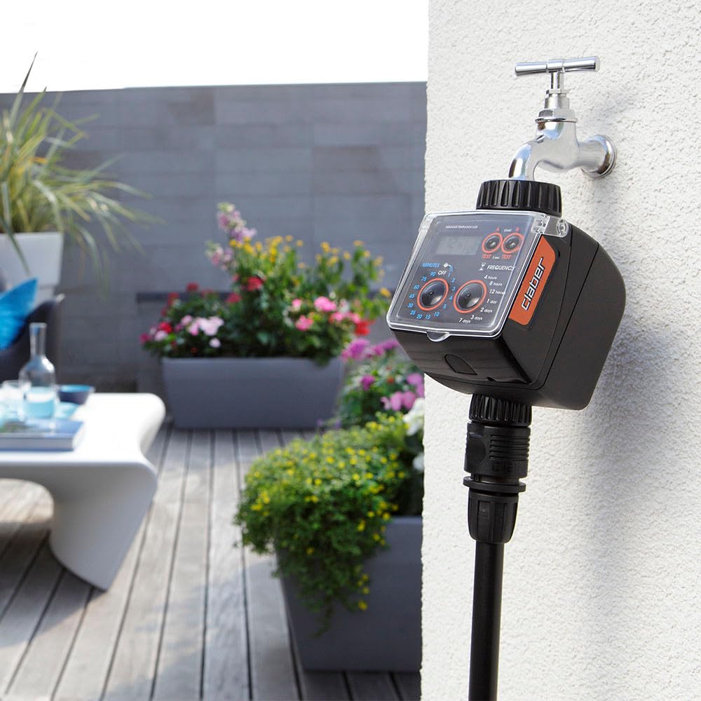 Claber 8486 Tempo Select Advanced Push-Button Digital Water Timer for Garden, Lawn & Irrigation - Automatic Sprinkler System Controller with Easy Programming