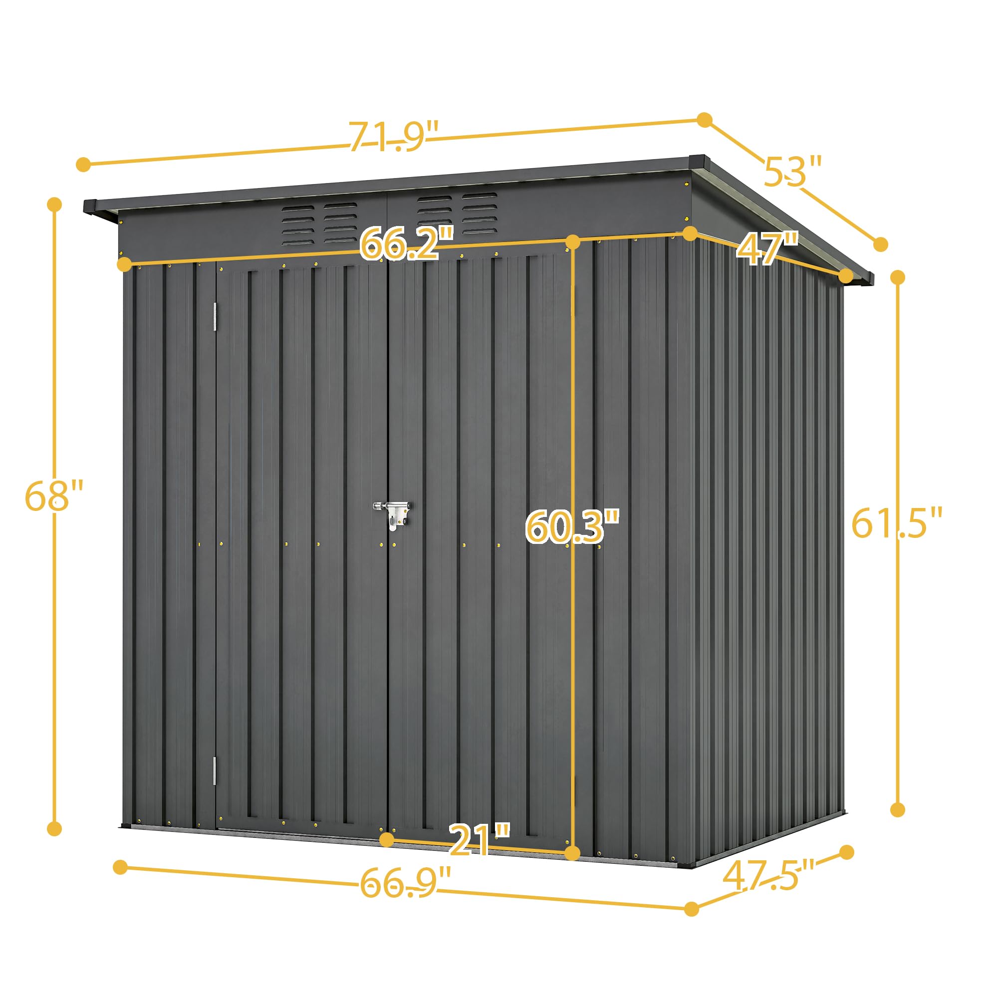 6x4 FT Outdoor Storage Shed with Lockable Double Doors - Heavy Duty Aluminum Frame & Weatherproof Design - Perfect for Garden Tools, Backyard Equipment & Patio Storage - Ideal for Lawn Mowers, Bikes & Seasonal Items