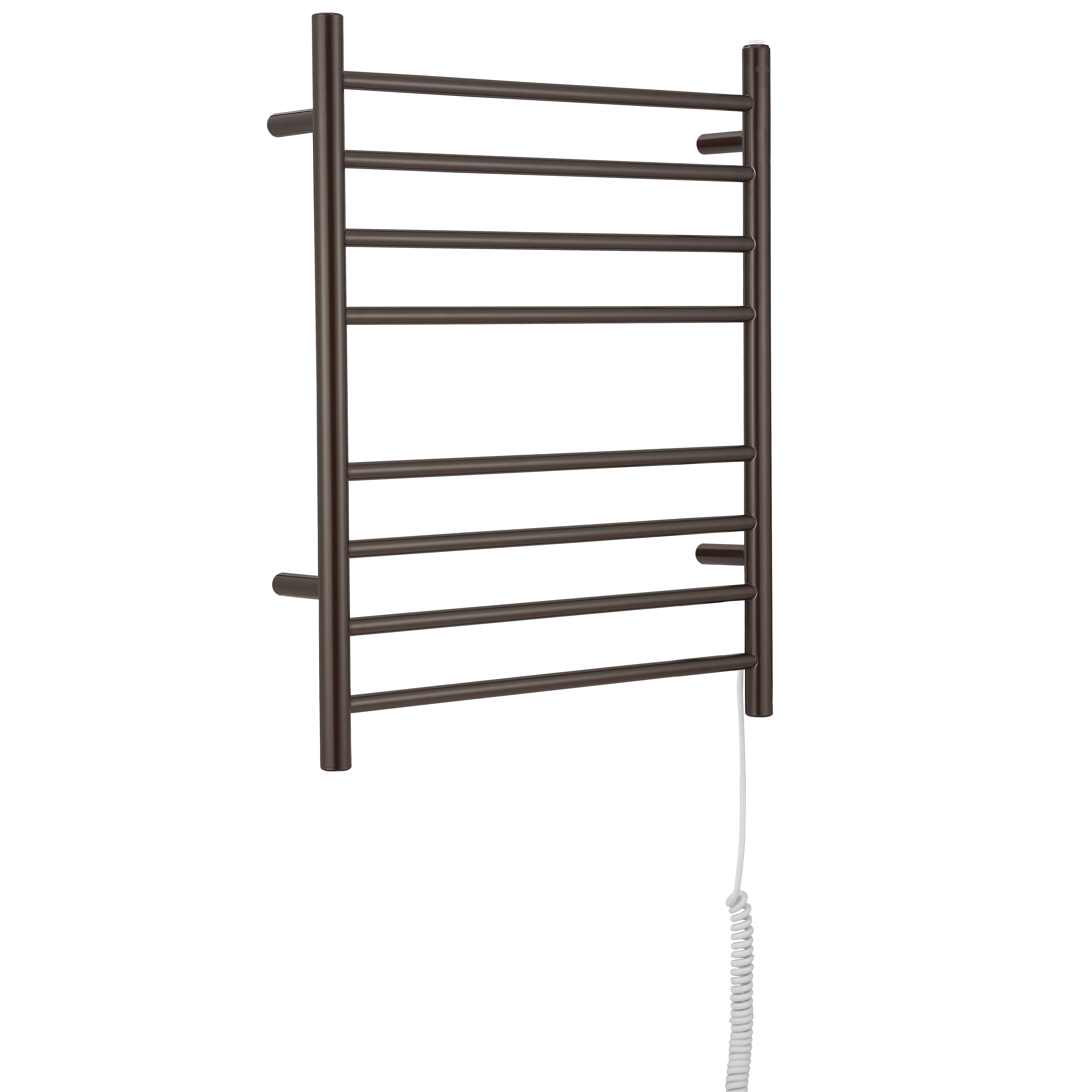 Prestige Dual 8 Bar Hardwired & Plug-in Towel Warmer - Oil Rubbed Bronze Stainless Steel - Perfect for Bathroom, Spa & Luxury Home Heating