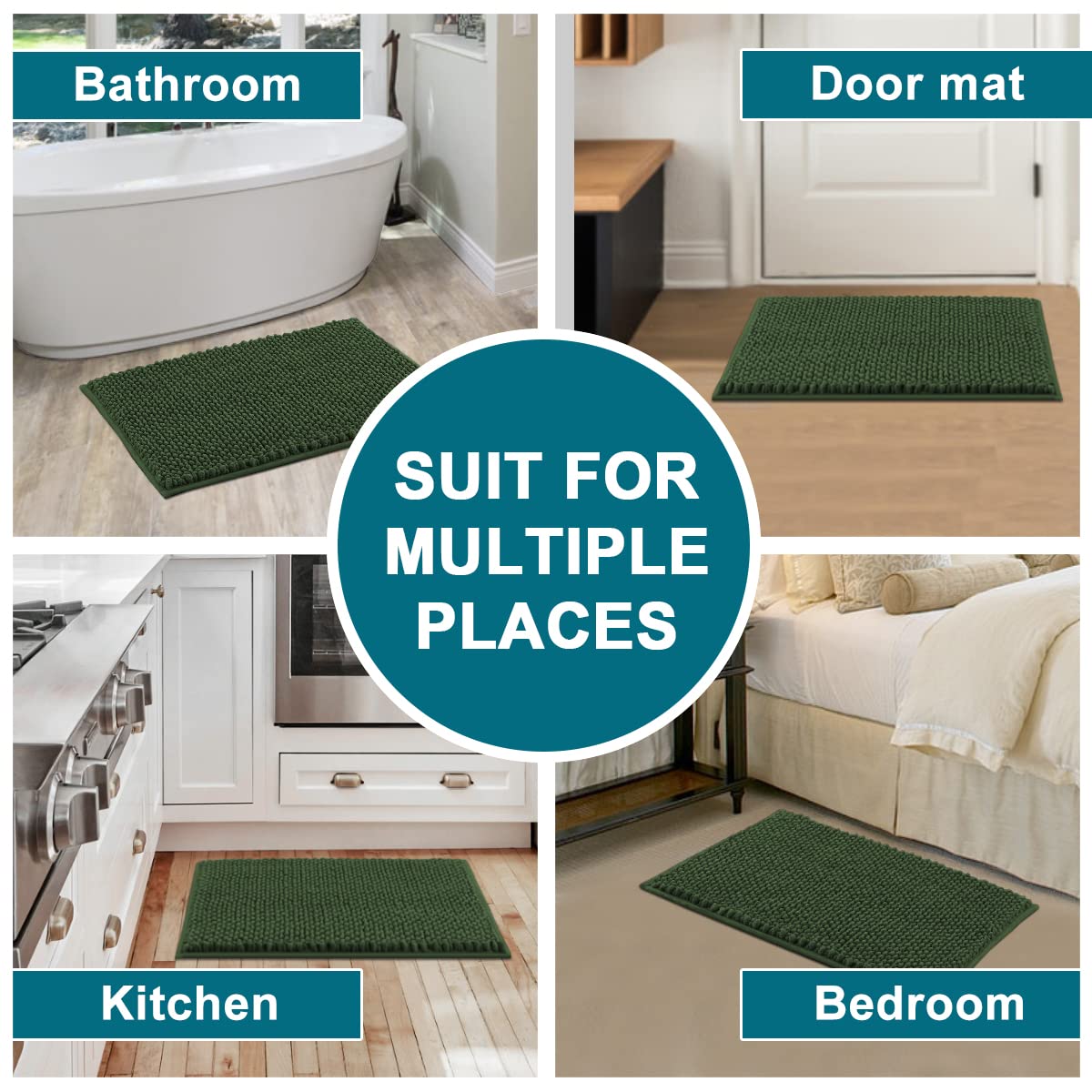 Non-Slip Chenille Bath Mat - 17x24