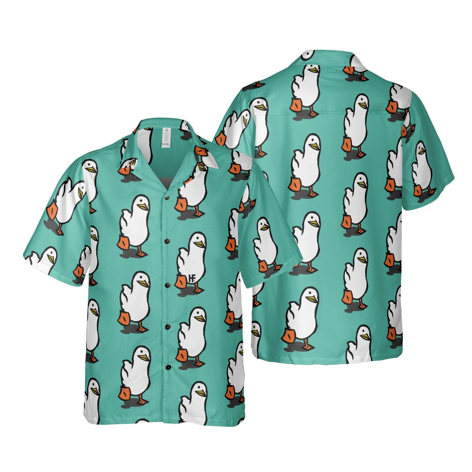Funny Duck Shirts for Men - Cute Duck Print Casual Short Sleeve Hawaiian Shirts | Trendy Summer Beachwear & Party Outfit
