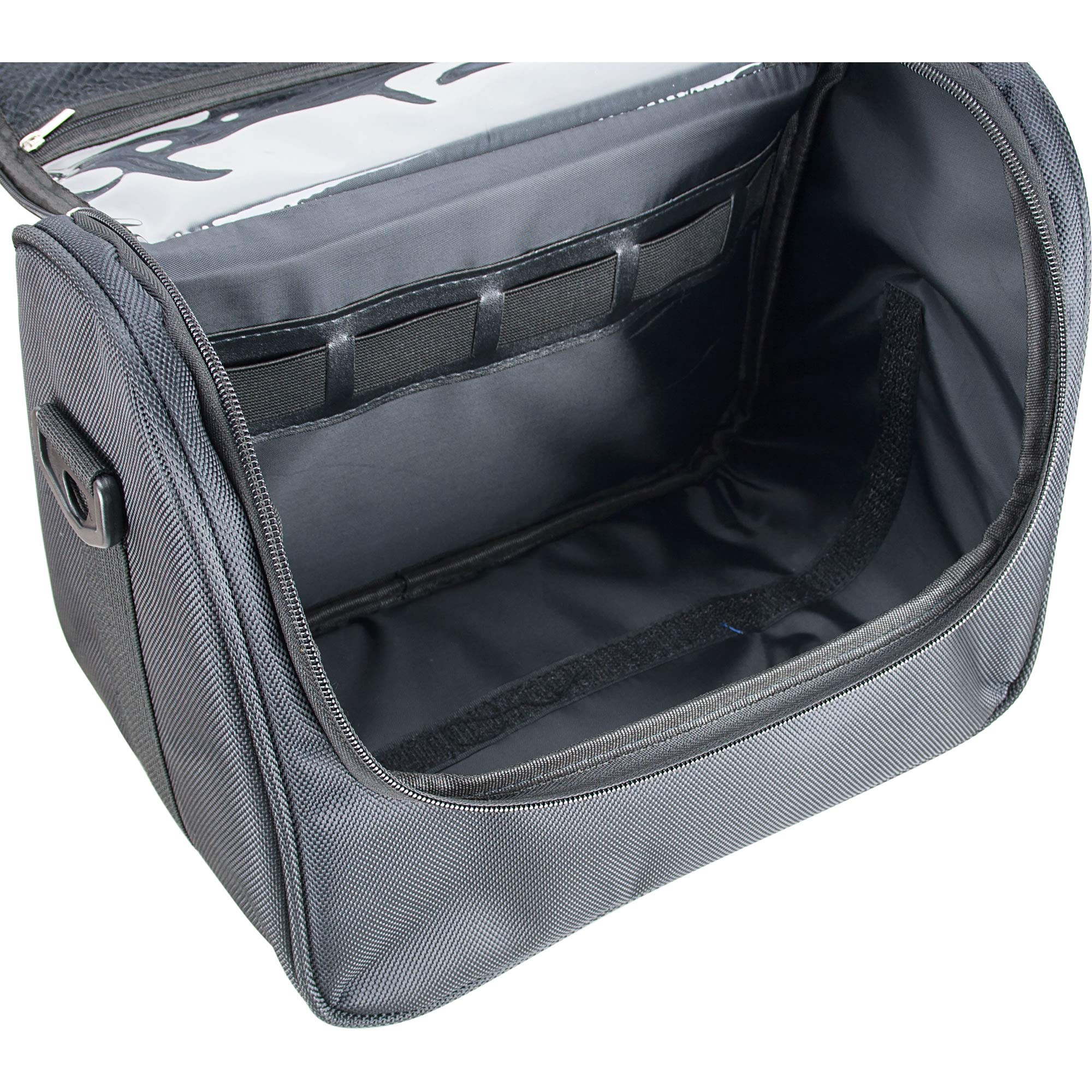 Ver Beauty Soft Sided Makeup Cosmetic Travel Case - Waterproof Nylon Toiletry Bag Organizer with Multiple Pockets for Cosmetics, Brushes & Skincare (Black) - Perfect for Travel, Gym & Daily Use