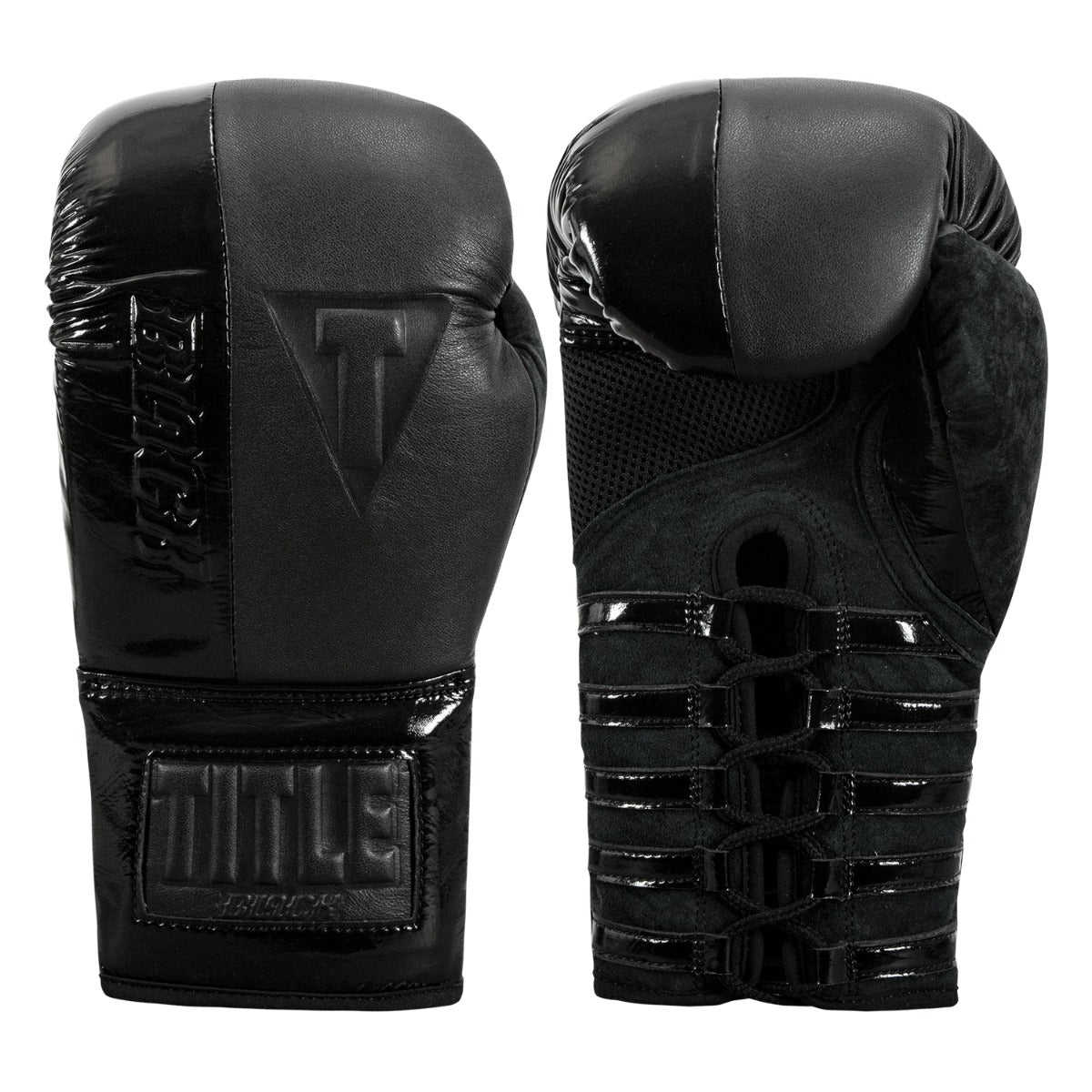 Black Blast Lace-Up Boxing Gloves for Training - Premium Leather Punching Gloves for Men & Women - Perfect for Boxing, MMA, Kickboxing & Fitness Workouts