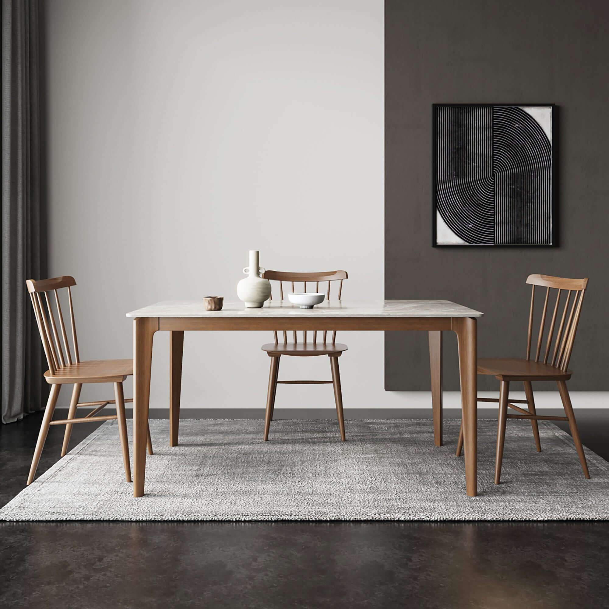 Minimalist 53.5 Inch Slate Wooden Rectangular Dining Table for 6 People - Perfect for Modern Dining Room, Kitchen, and Small Space Gatherings