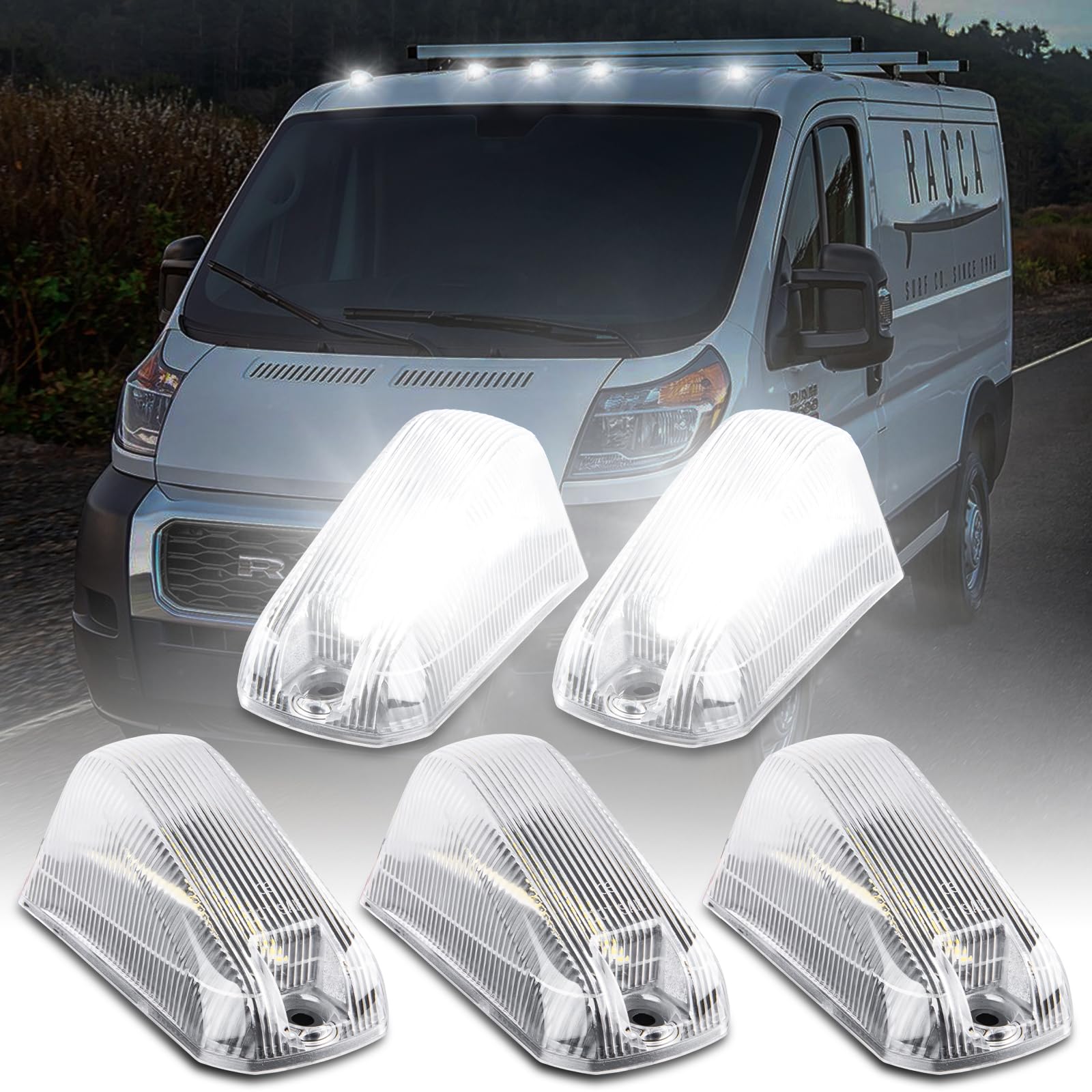 POPMOTORZ 5-Pack White LED Cab Roof Lights & Clearance Marker Lights for 2014-2020 Dodge RAM ProMaster 1500/2500/3500 - Waterproof Truck Roof Running Lights for Pickup Trucks, Vans & Commercial Vehicles (Ideal for Night Driving & Enhanced Visibility)