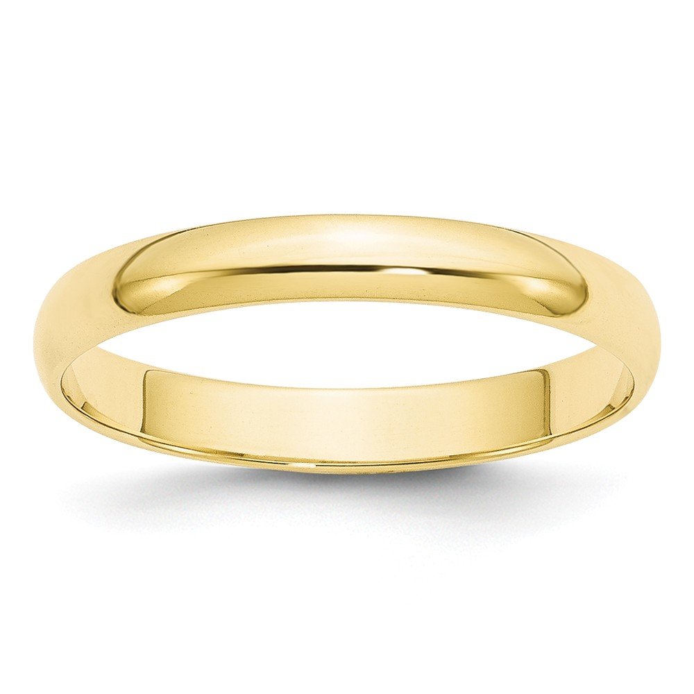 10K White or Yellow Gold 3mm Lightweight Half Round Wedding Band Ring for Women - Elegant Bridal Jewelry, Anniversary Gift & Everyday Wear