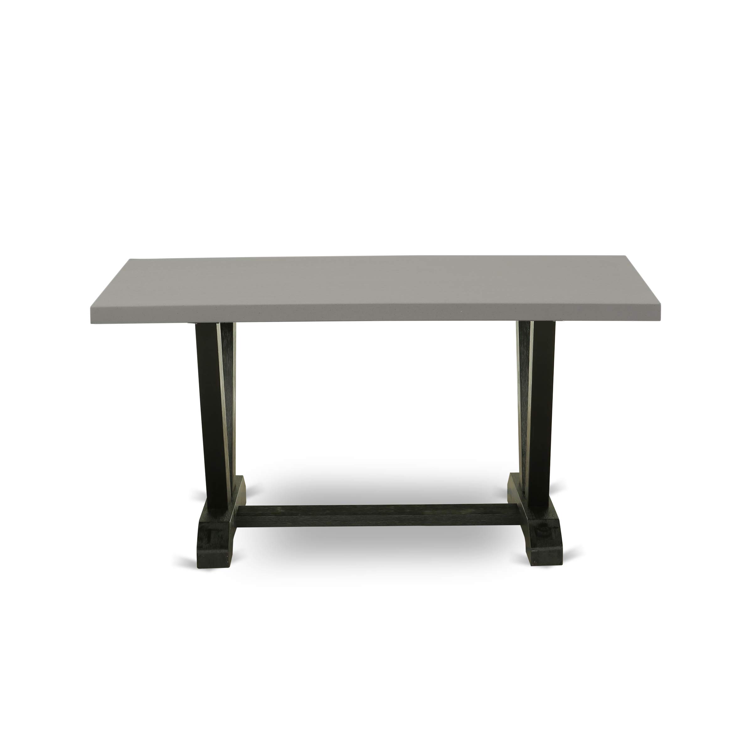 East West Furniture 5-Piece Kitchen Table Set for 4 - 36x60 Inch Rectangle Dining Table with V-Legs & 4 Black Linen Upholstered Chairs - Multi-Color Modern Dining Room Furniture for Small Spaces, Breakfast Nooks, and Apartment Living