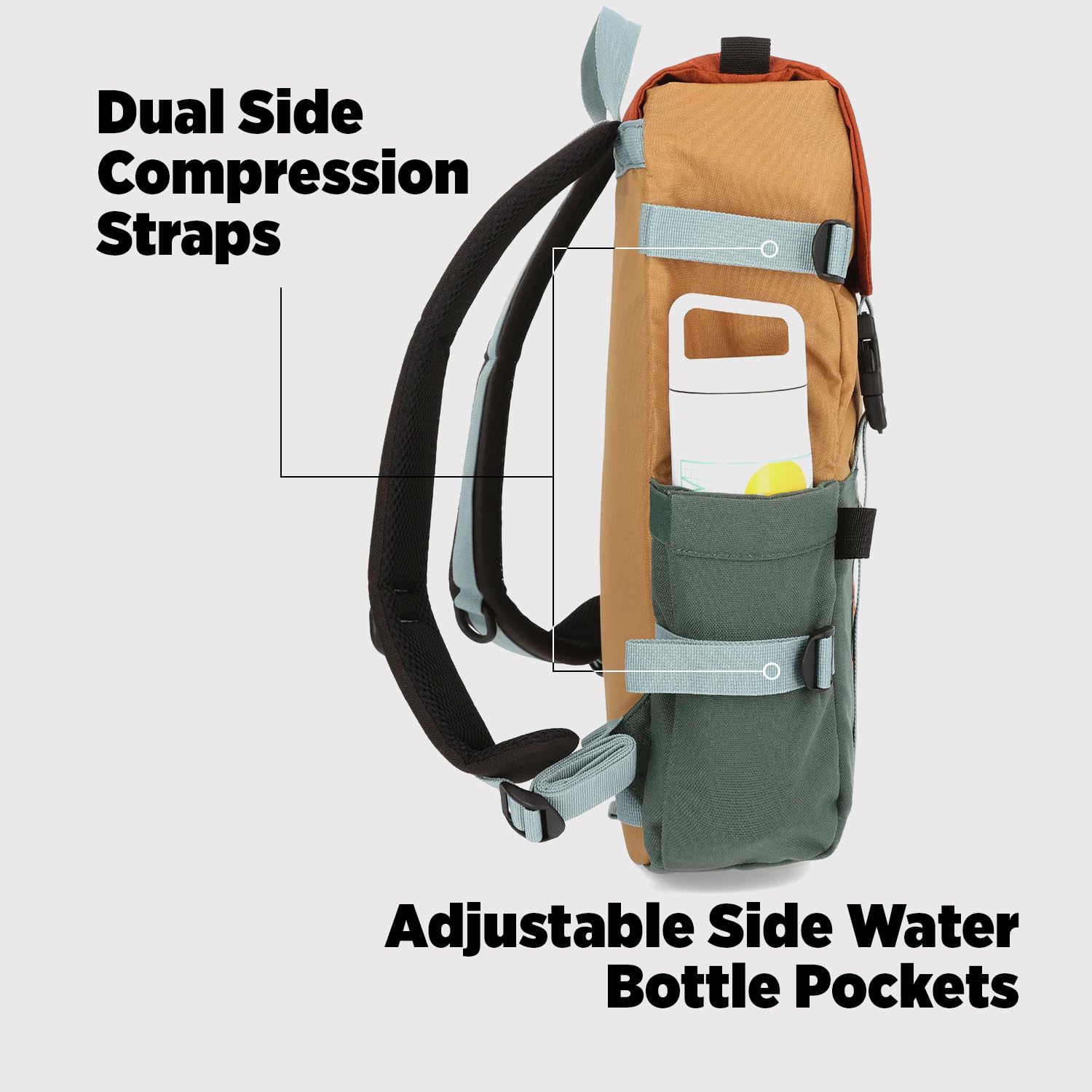 Topo Designs Rover Pack Classic Backpack - Khaki/Black - Durable Everyday Carry Bag for Hiking, Travel & Commuting