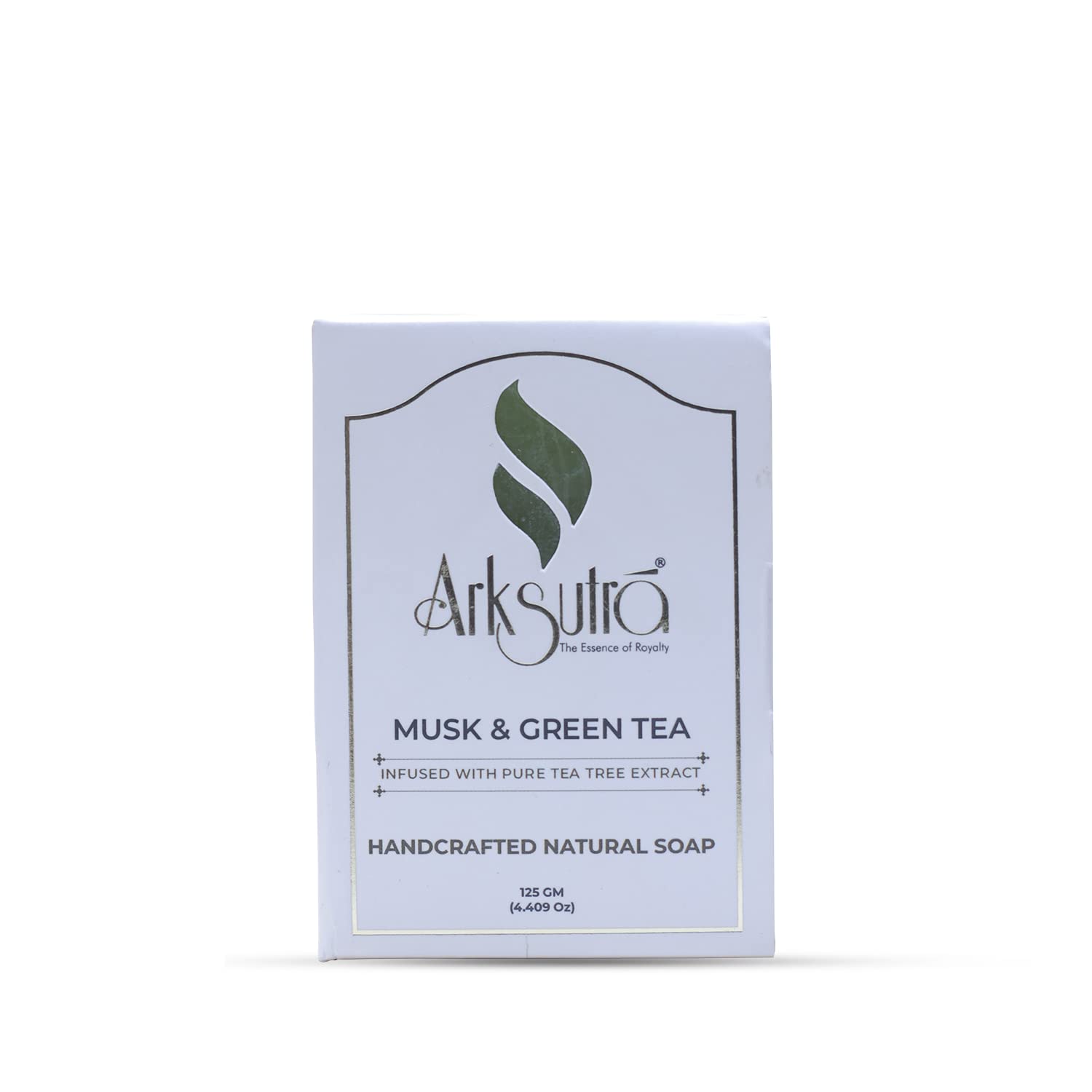 **Handmade Arksutra Musk & Green Tea Soap Bar with Pure Tea Tree Extract – Natural, Refreshing & Deep Cleansing for Face & Body | Ideal for Sensitive Skin, Acne-Prone Skin & Daily Detox | Green Tea & Mint Scented Handcrafted Soap**