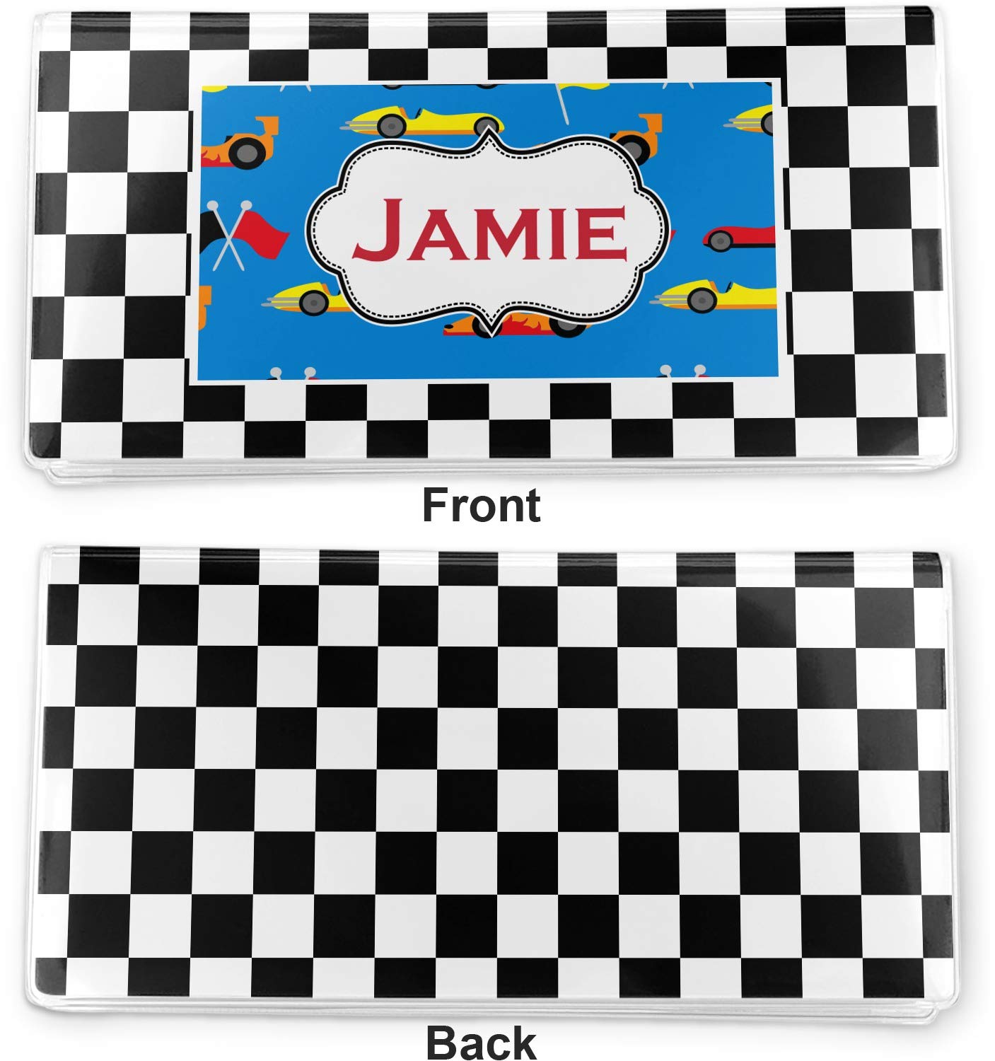 Personalized Checkers & Racecars Vinyl Checkbook Cover - Custom Monogram Checkbook Holder for Men & Women - Perfect for Board Game Lovers & Car Enthusiasts - Great for Gifts, Banking, and Everyday Use
