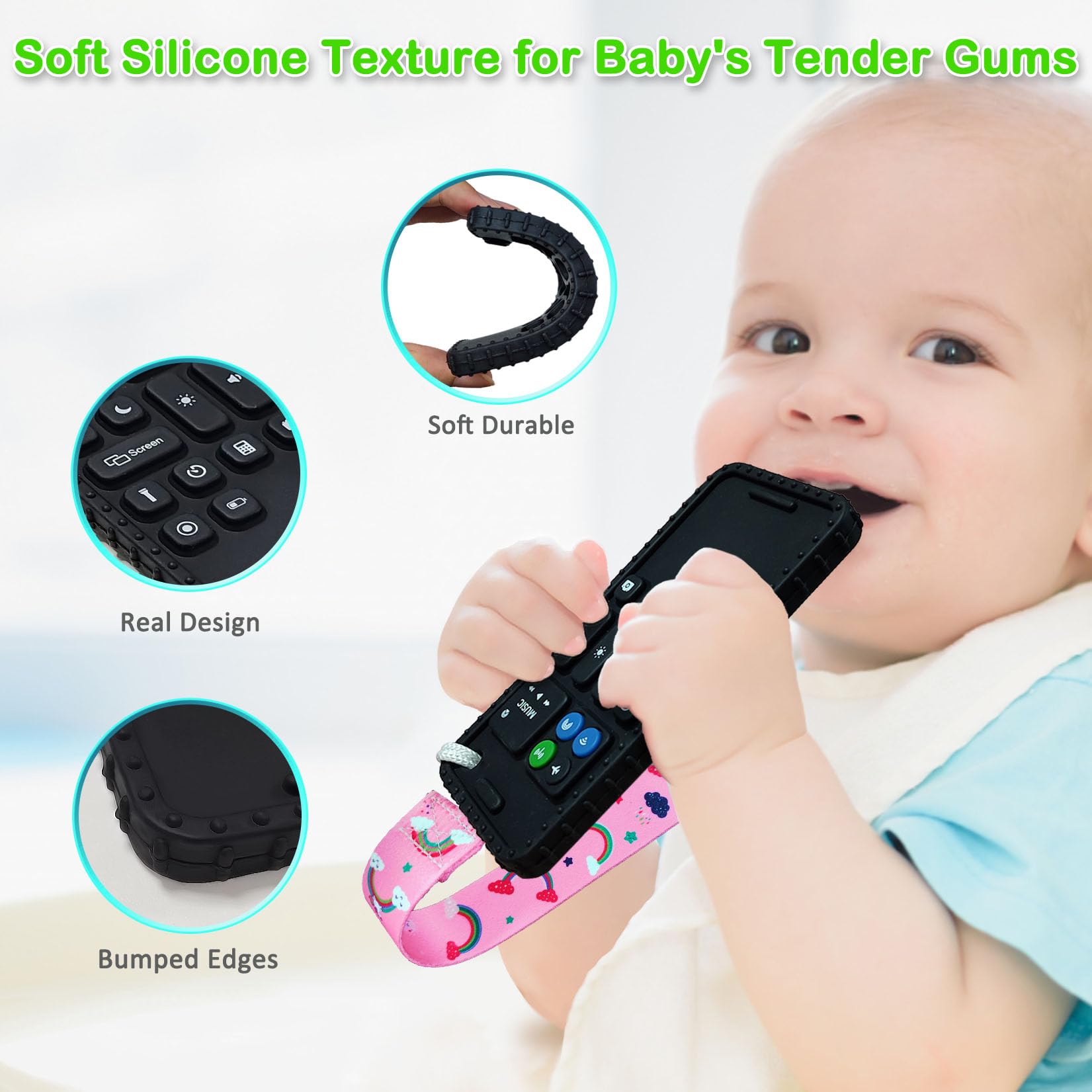 Best Silicone Teething Toys for Babies 0-12 Months - Safe Baby Teether, Remote Control & Cell Phone Chew Toy, Sensory Teethers for Infants, Perfect for Home, Travel, and Daycare Use