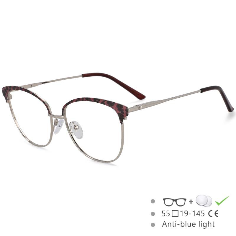 CCspace Women's Full Rim Square Cat Eye Eyeglasses - Lightweight Alloy Frame (Model 47721) | Trendy Reading Glasses for Work, Office & Everyday Fashion