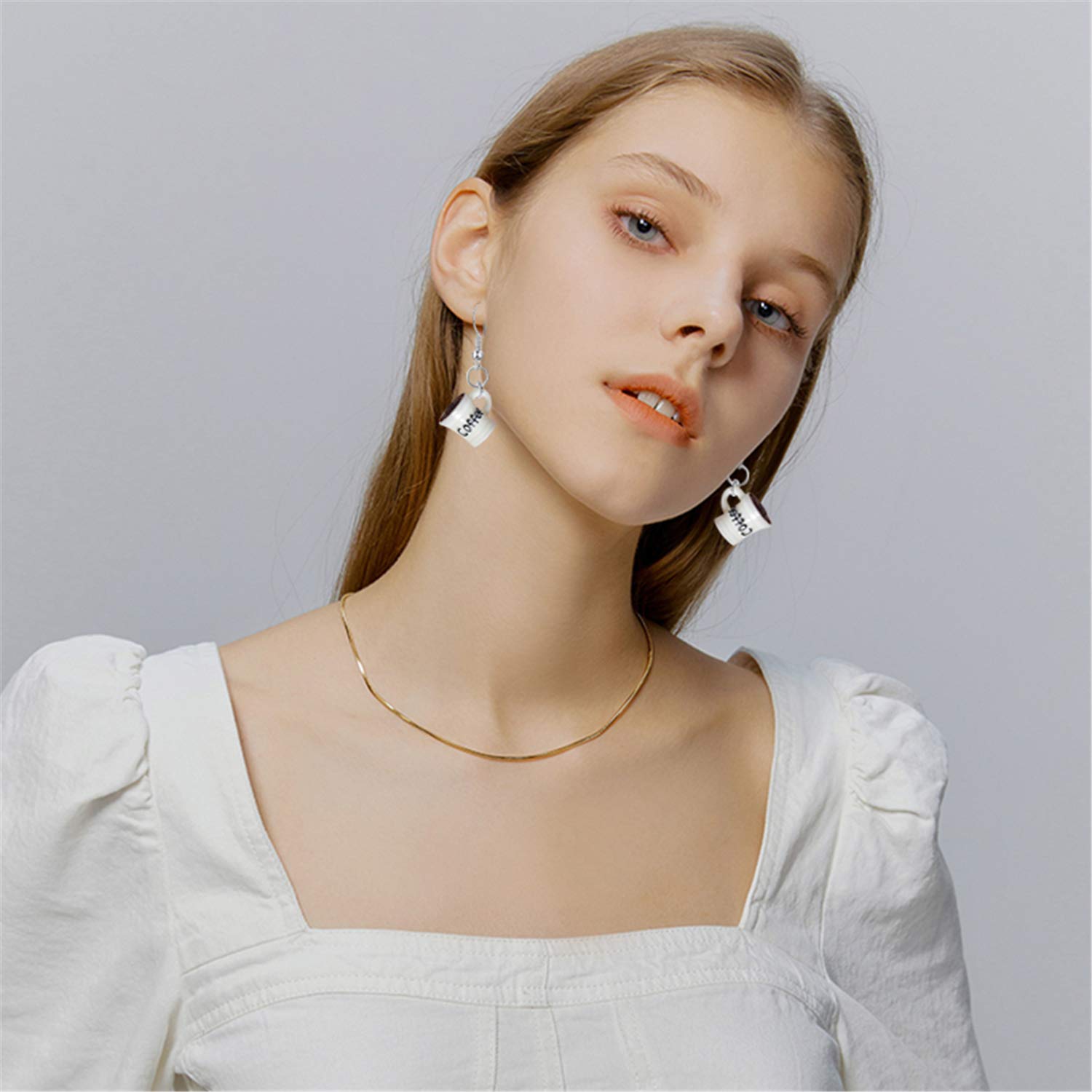 Handmade Simulation Croissant French Bread Toast Dangle Drop Earrings - Cute Unique Baguette Apple Coffee Cap Earrings Set for Women & Girls | Food-Themed Jewelry for Daily Wear, Parties & Gifts