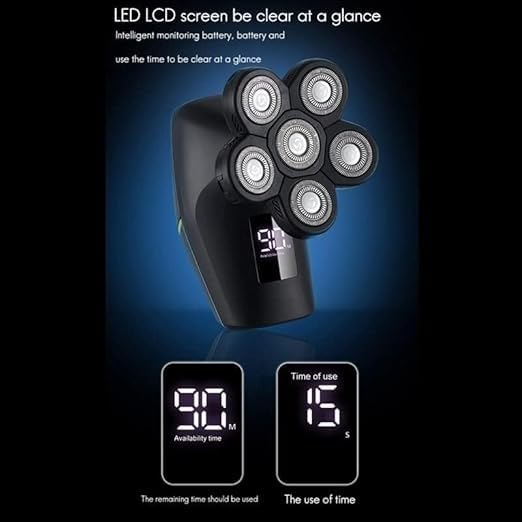 6-in-1 Rechargeable Electric Shaver for Bald Men - Waterproof Head Shaver with 6 Floating Heads & Grooming Kit - Perfect for Travel, Home Use & Quick Head Shaving