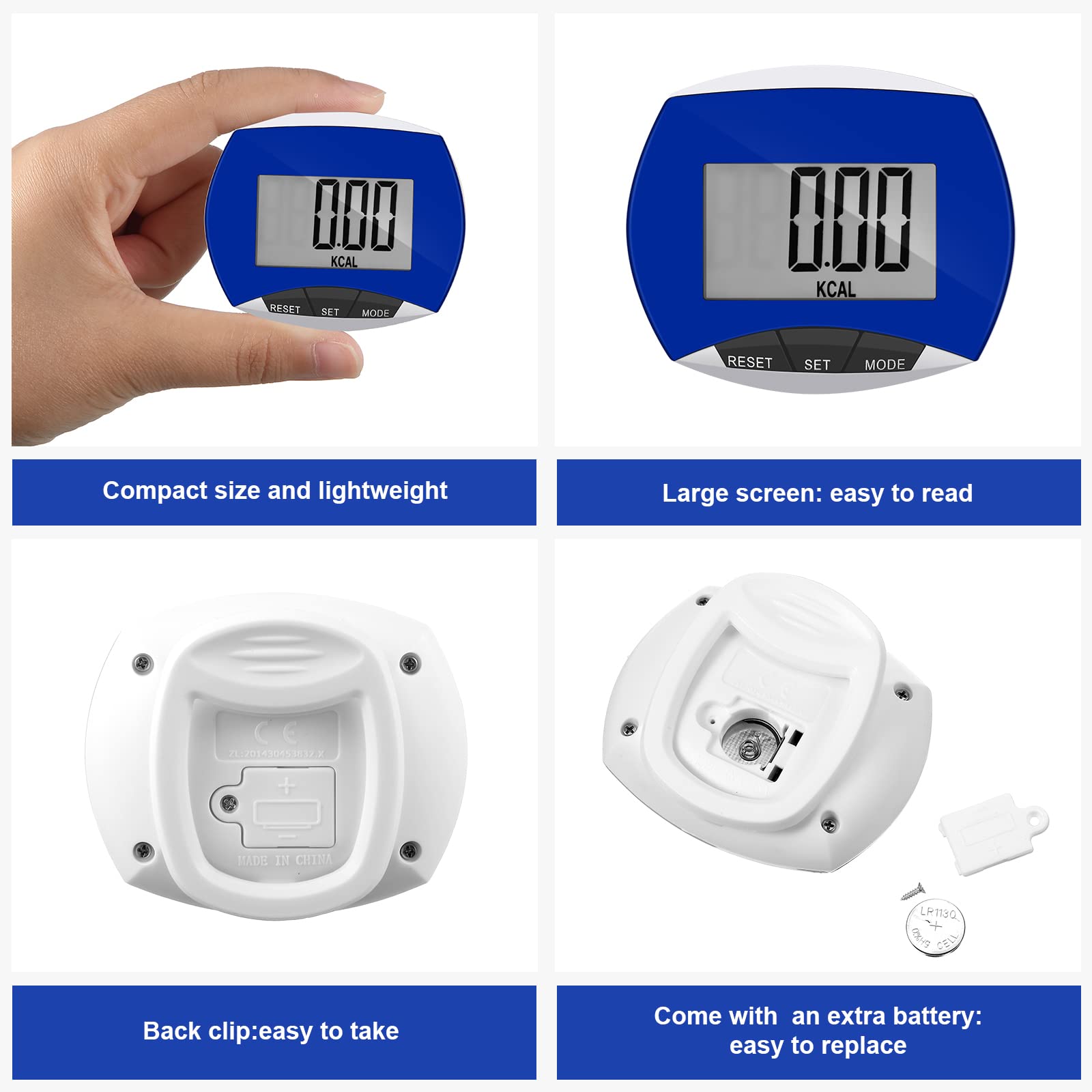WeeWooday Digital Pedometer - Step Counter for Walking, Running & Fitness Tracking with Clip-On Design - Track Steps, Miles & Calories - Portable Activity Tracker for Men, Women & Seniors - Perfect for Walking, Jogging, Gym & Daily Activity Monitoring