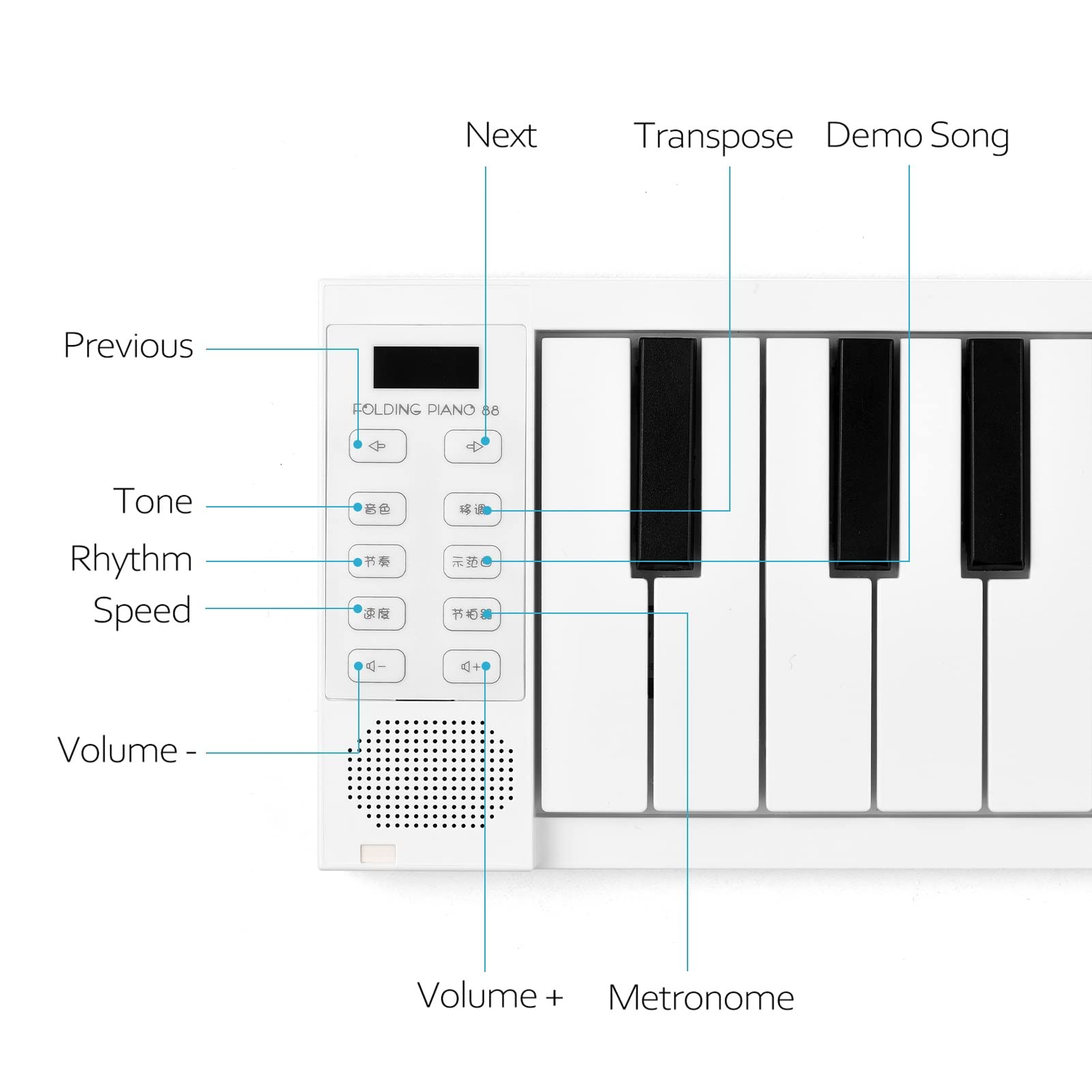 88-Key Foldable Electronic Piano Keyboard - Portable Digital Piano with Full-Size Keys for Beginners & Students | Perfect for Home Practice, Travel & Music Lessons