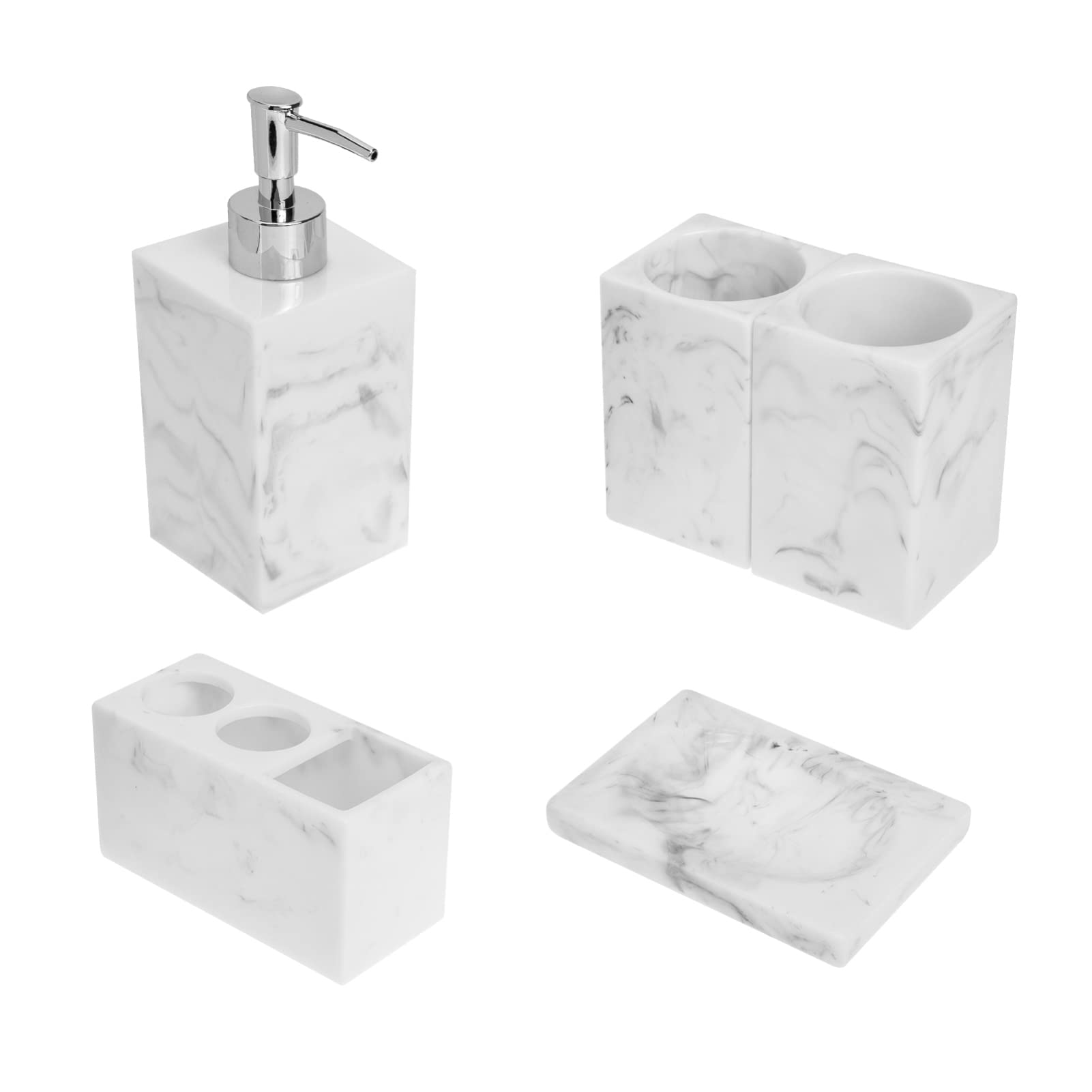 Cabilock 6-Piece Bathroom Toiletry Set - Soap Dispenser, Soap Tray & Vanity Accessories for Countertop Organization - Perfect for Modern Bathrooms, Guest Suites & Spa-Style Decor