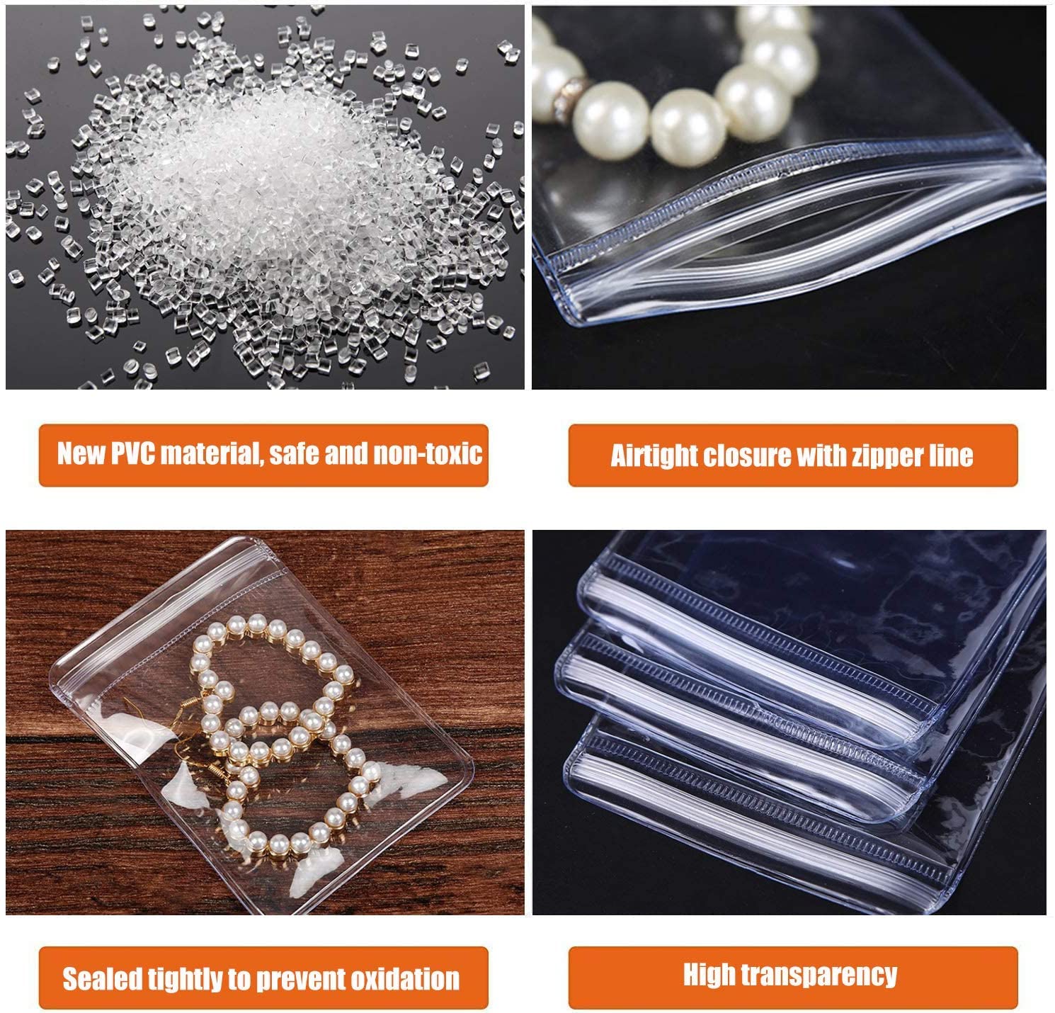 GSXRB 100-Pack Clear PVC Anti-Tarnish Jewelry Bags for Rings & Earrings - 3.14x4.72 Inch Plastic Jewelry Pouches - Perfect for Storage, Travel & Gift Packaging