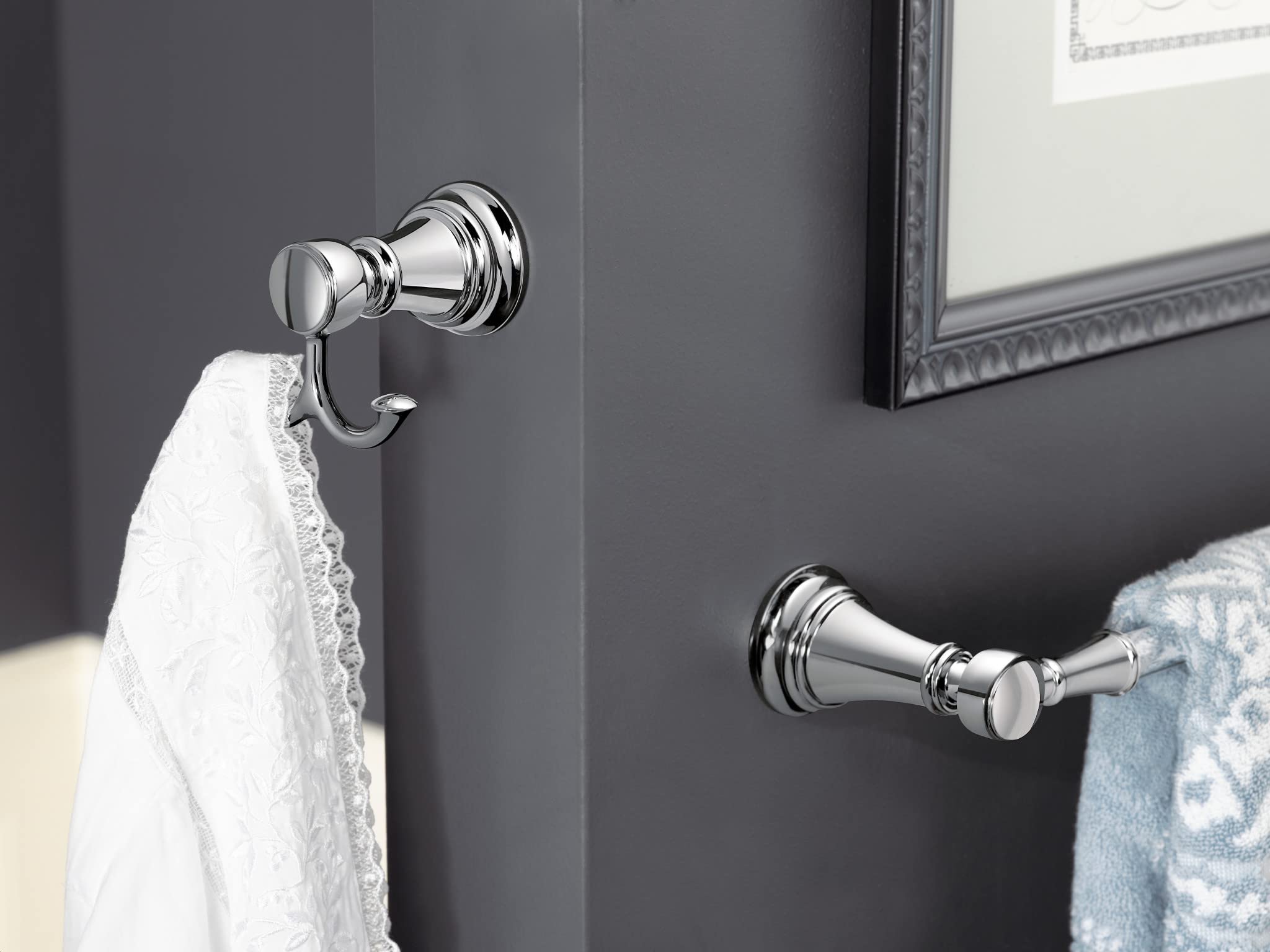 Moen YB8403ORB Weymouth Double Robe Hook, Oil Rubbed Bronze - Elegant Bathroom & Bedroom Wall Hooks for Towels, Robes & Clothes Organization