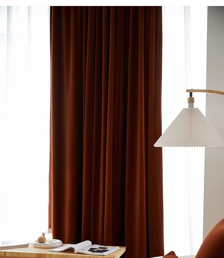 Luxury Plush Velvet Curtains for Living Room & Bedroom - Dark Red Blackout Drapes for Home Decor & Noise Reduction