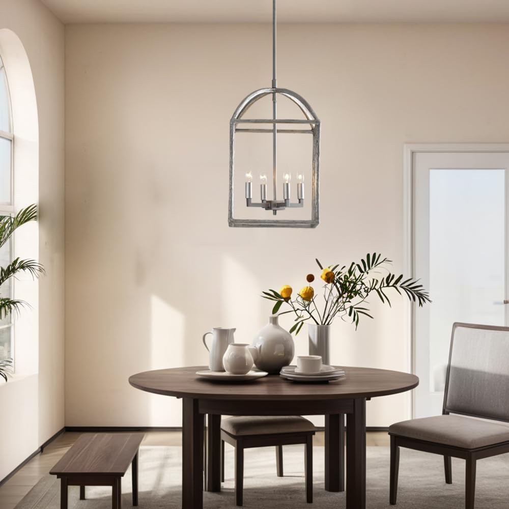 Industrial Forged-Iron Pendant Light - Modern Durable Hanging Fixture in Nickel Finish for Kitchen Island, Dining Room & Office Lighting