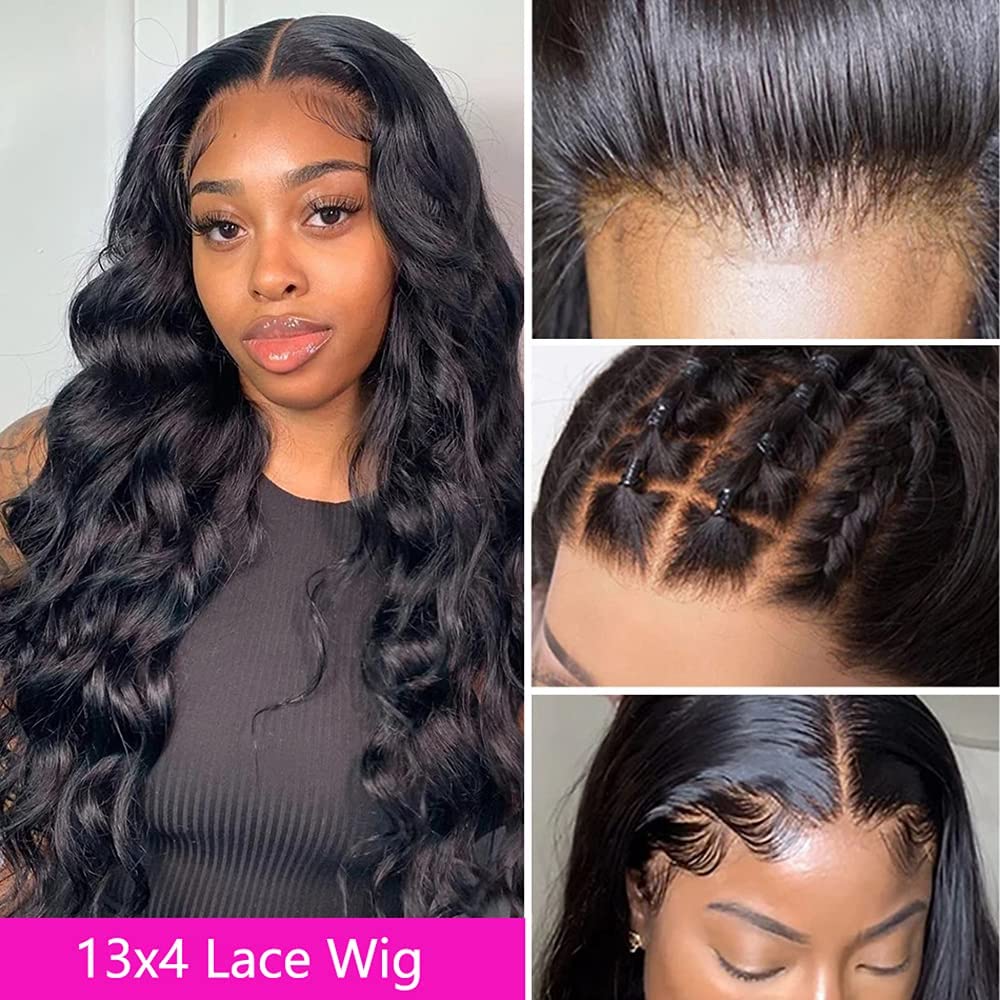 13x4 HD Pre Plucked Body Wave Lace Front Wig with Baby Hair | Glueless Transparent Lace Frontal | 180% Density Brazilian Virgin Human Hair Wigs for Black Women | 20 Inch Natural Looking Wig for Daily Wear, Parties & Special Occasions