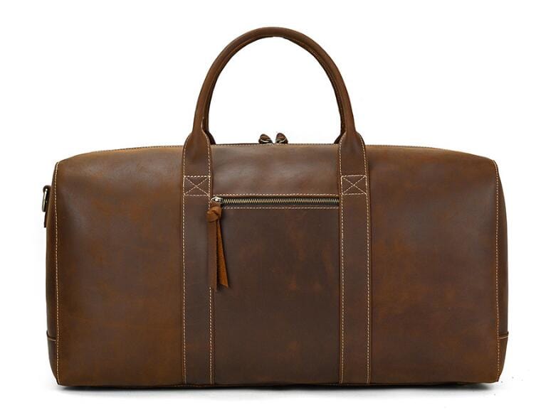 Premium Brown Leather Duffle Bag for Men - Travel & Gym Carry-On Luggage with Spacious Compartments | Perfect for Business Trips, Weekend Getaways & Workout Essentials