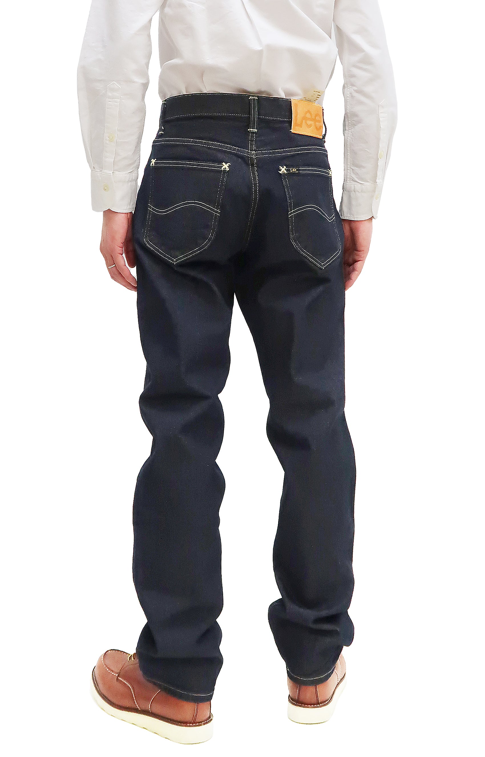 Lee 101Z Zip Fly Men's Regular Fit Straight Jeans LM8101 | Made in Japan | 500 One Washed Deep Blue Indigo Denim | Perfect for Casual Wear, Work & Everyday Outfits