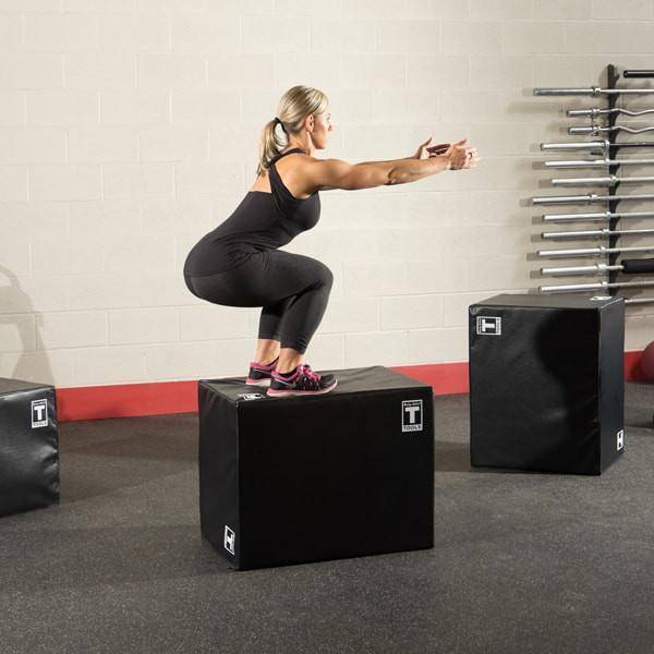 Body Solid BSTSPBOX 3-Way Soft Plyo Box - Adjustable Height Plyometric Jump Box for CrossFit, Home Gym & Functional Training
