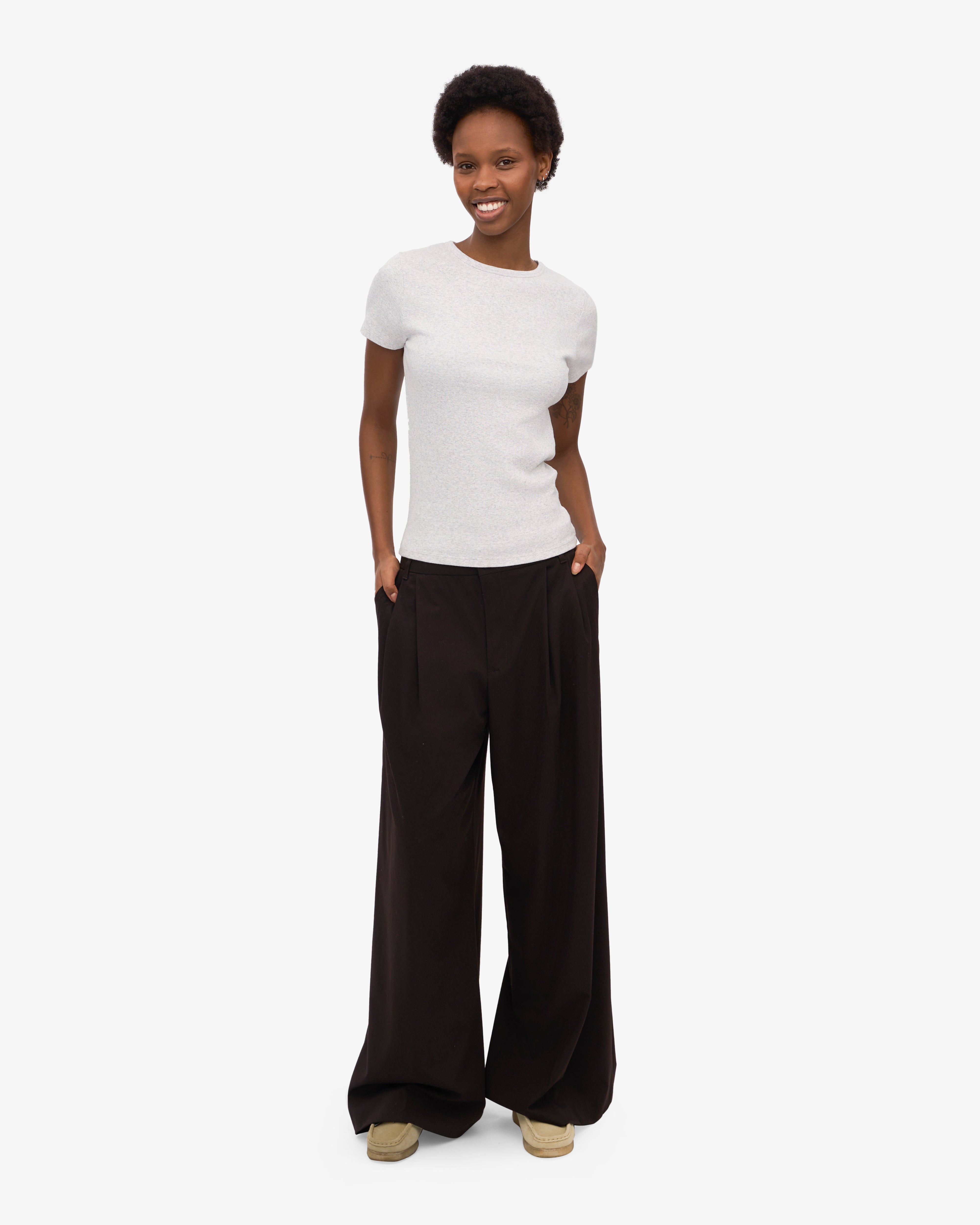 Organic Rib T-Shirt for Women - Soft & Comfortable Snow Melange Tee - Perfect for Casual Wear, Layering & Everyday Outfits