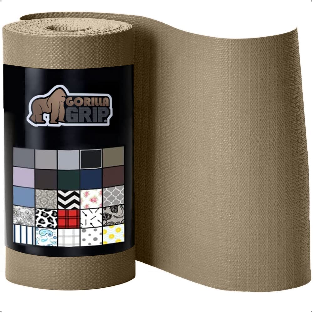 Gorilla Grip Non-Slip Drawer & Shelf Liner - BPA Free Smooth Plastic Cabinet Liner for Kitchen, Bathroom, Cupboard Drawers - 17.5x10 Inches, Beige - Perfect for Organizing and Protecting Cabinets, Shelves, and Countertops