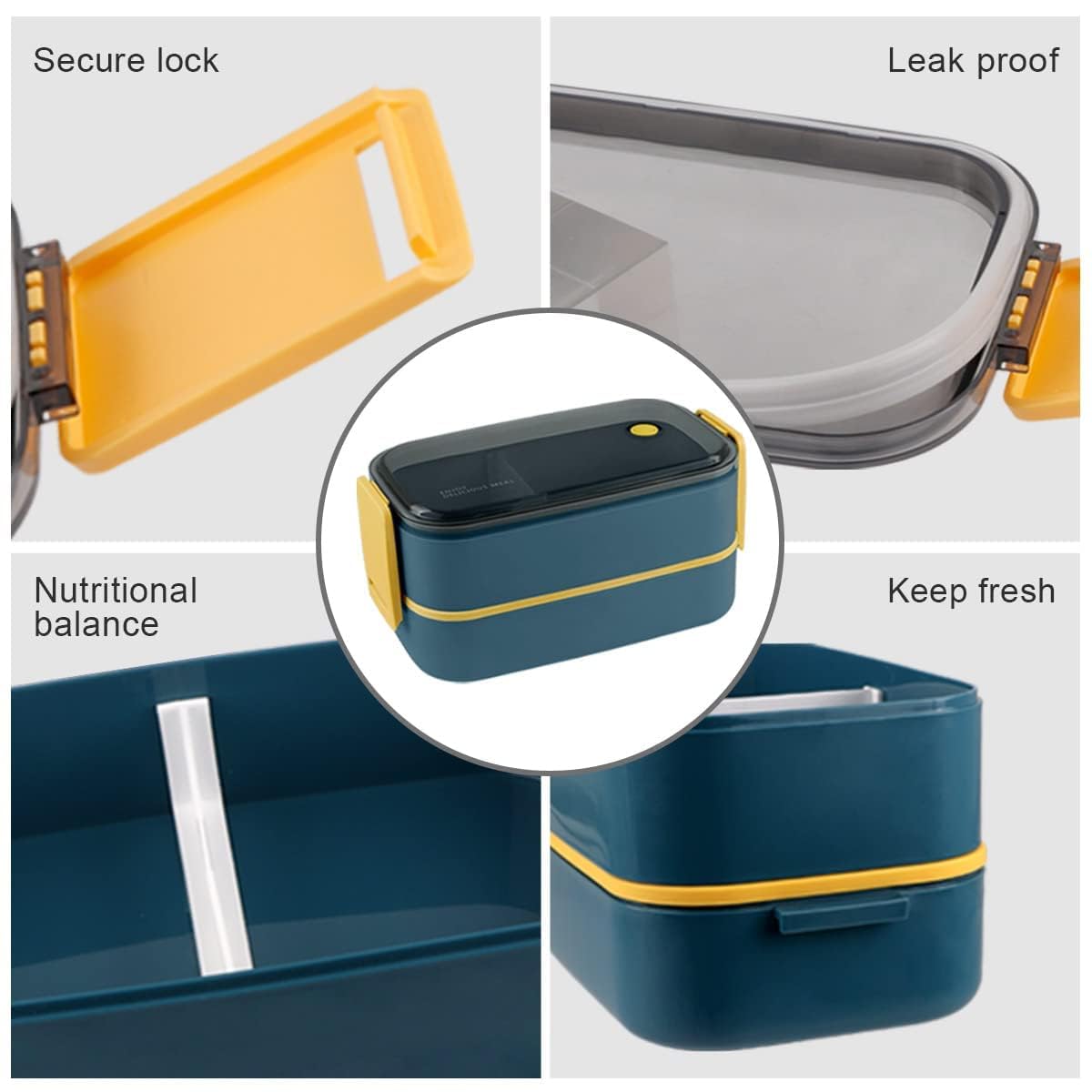 NatraProw Adult Lunch Box - Leakproof 2-Layer Bento Box with Detachable Divider & Utensils | BPA Free, Microwave Safe Meal Prep Container | Perfect for Office, School, Picnics & Travel