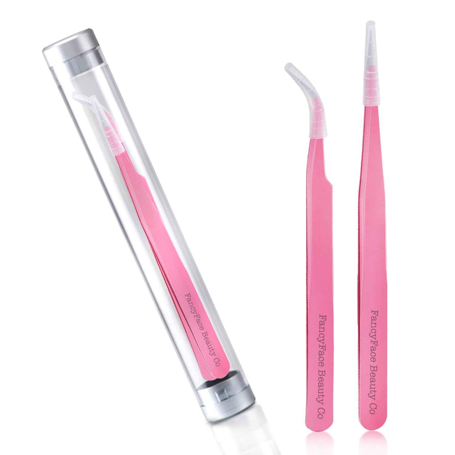 Professional 2-Piece Straight & Curved Tip Eyelash Extension Tweezers Set - Premium Stainless Steel False Eyelash Application Tools - Perfect for Salon, Home Use & DIY Lash Extensions