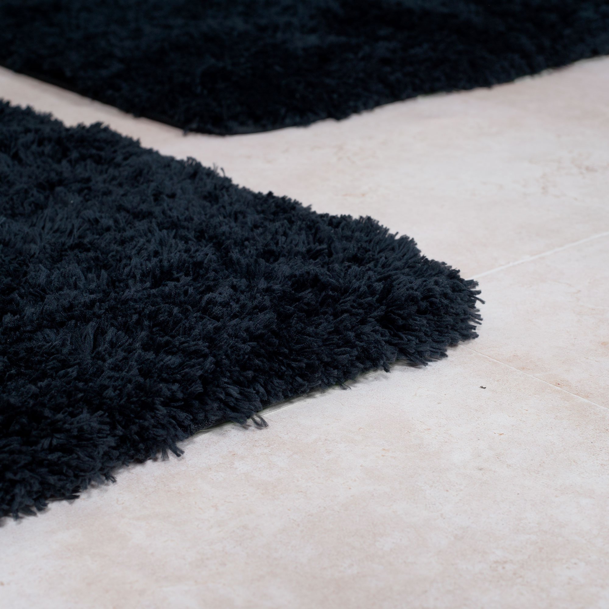 Premium 3-Piece Non-Slip Bathroom Rug Set - Soft Absorbent Bath Mat, Contour Mat & Toilet Lid Cover - Machine Washable Luxury Bathroom Decor by Lavish Home (Black) - Perfect for Master Bathrooms, Guest Suites & Spa-Style Retreats