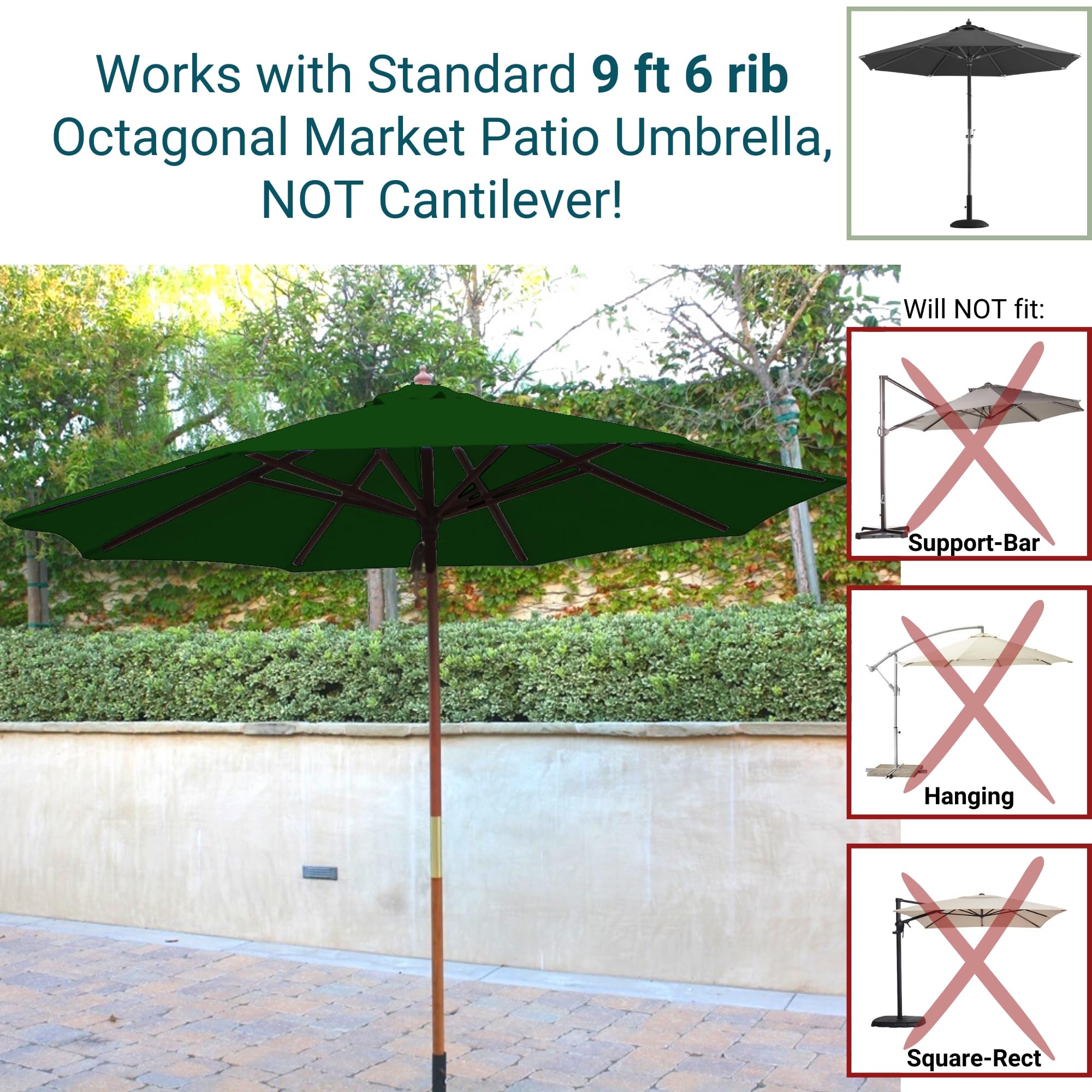 Formosa Covers 9ft Outdoor Patio Umbrella Canopy Replacement - 6 Ribs UV Water Resistant Taupe - Perfect for Backyard, Poolside, and Beach Use