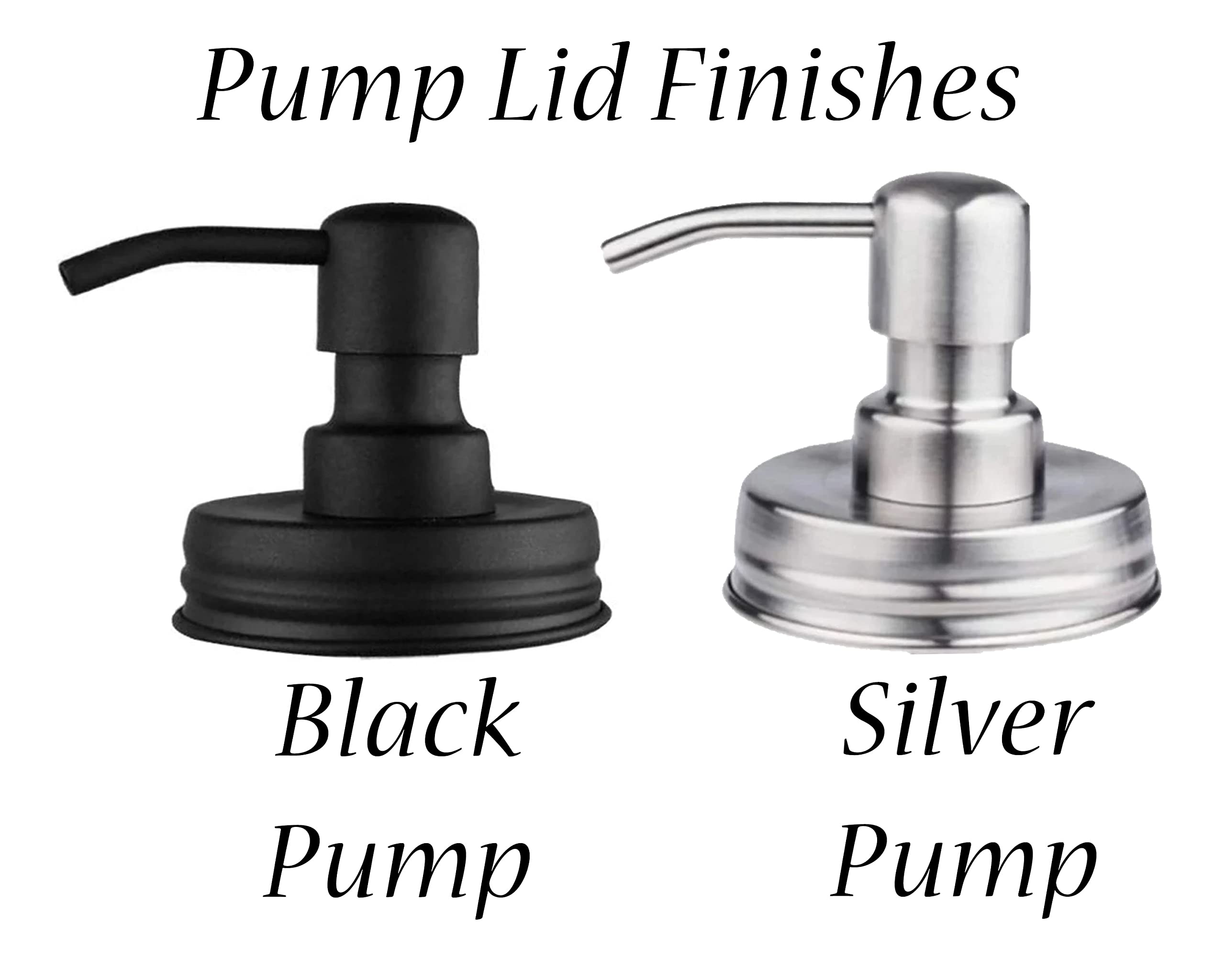 Rustic Painted or Clear Mason Jar with Soap Lotion Pump Dispenser - Black/Silver Pump Lids for Kitchen & Bathroom Decor | Farmhouse Home Accessories | Perfect for Hand Soap Dispensers, Bathroom Organizers & Country Style Decor