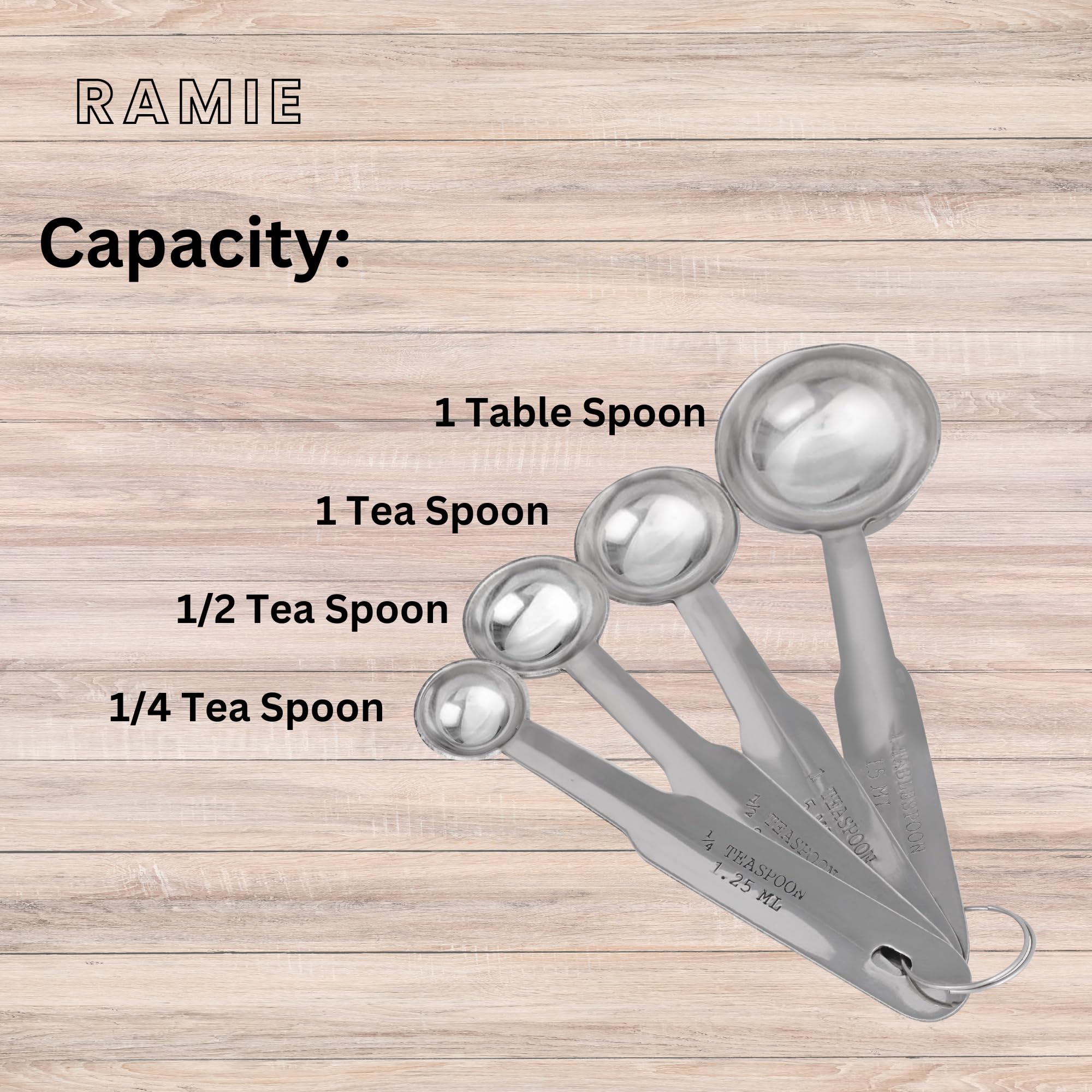Premium 4-Piece Stainless Steel Measuring Spoon Set - Professional Grade for Baking & Cooking - Stackable Design - Perfect for Home Kitchen, Professional Bakeries & Meal Prep