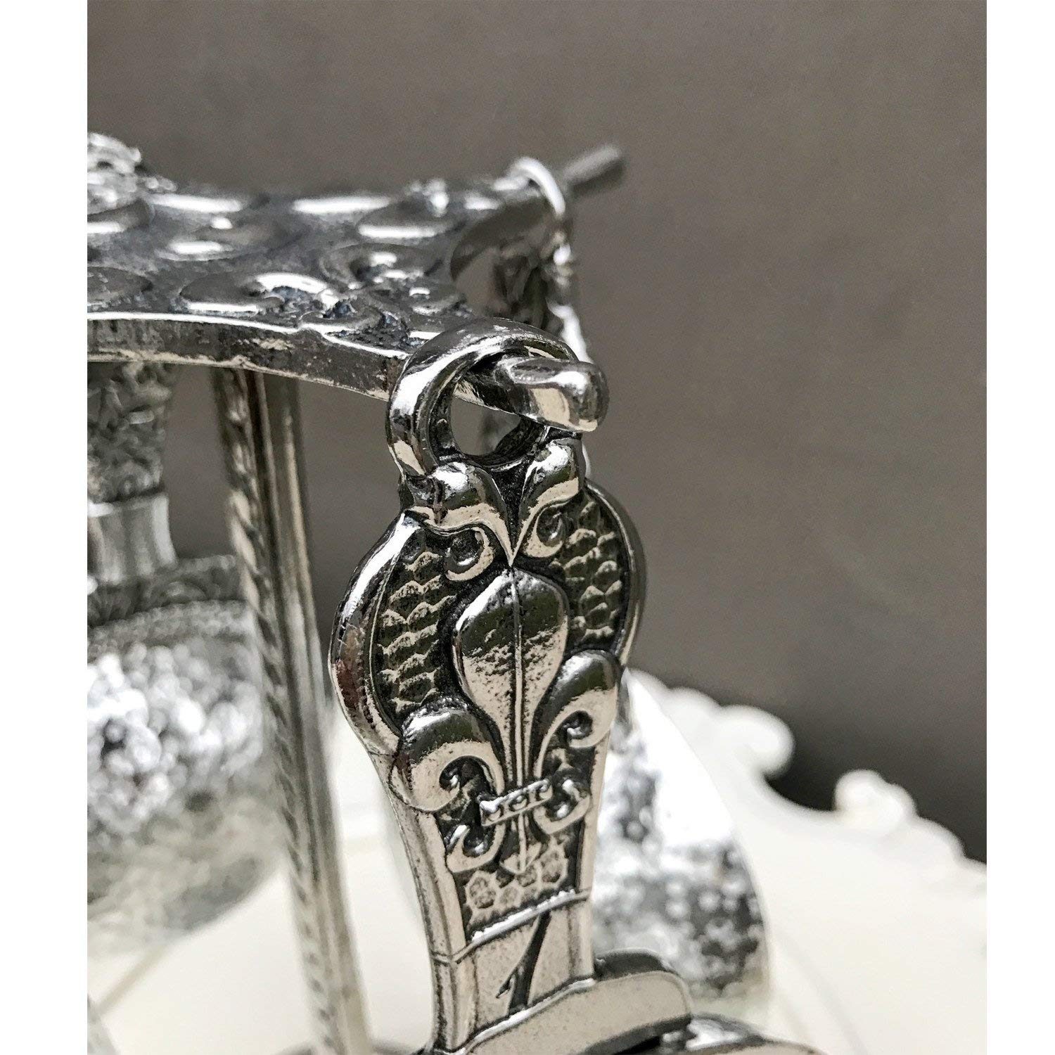 Crosby & Taylor Fleur de LYS Pewter Measuring Cups Set - 4-Piece Stainless Steel Kitchen Measuring Cups with Display Stand | Perfect for Baking, Cooking & Kitchen Decor
