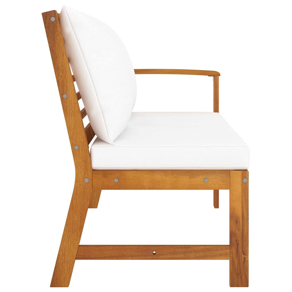vidaXL Patio Bench Set - Modular Sectional Sofa with Cushions & Coffee Table, Solid Acacia Wood Outdoor Furniture for Garden, Backyard, Deck - Rustic Style Lounge Seating for Relaxing & Entertaining