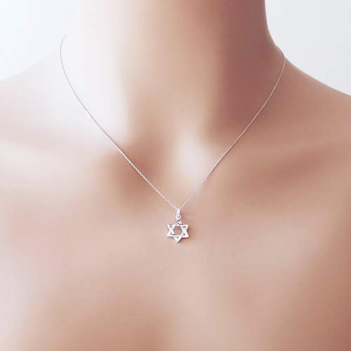 Sterling Silver Tiny Star of David Pendant Necklace - 18