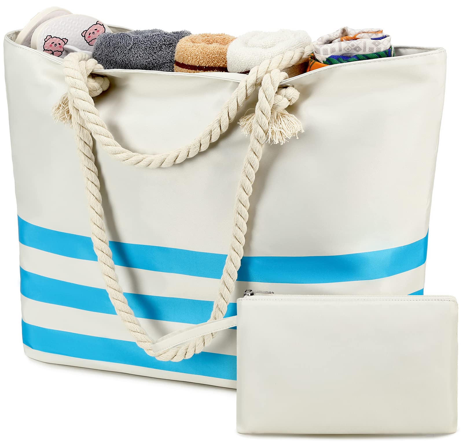 Waterproof & Sandproof Beach Tote Bag for Women - Large Zippered Shoulder Bag for Pool, Gym, Travel & Daily Use | Perfect for Beach Vacations, Swimming & Outdoor Activities